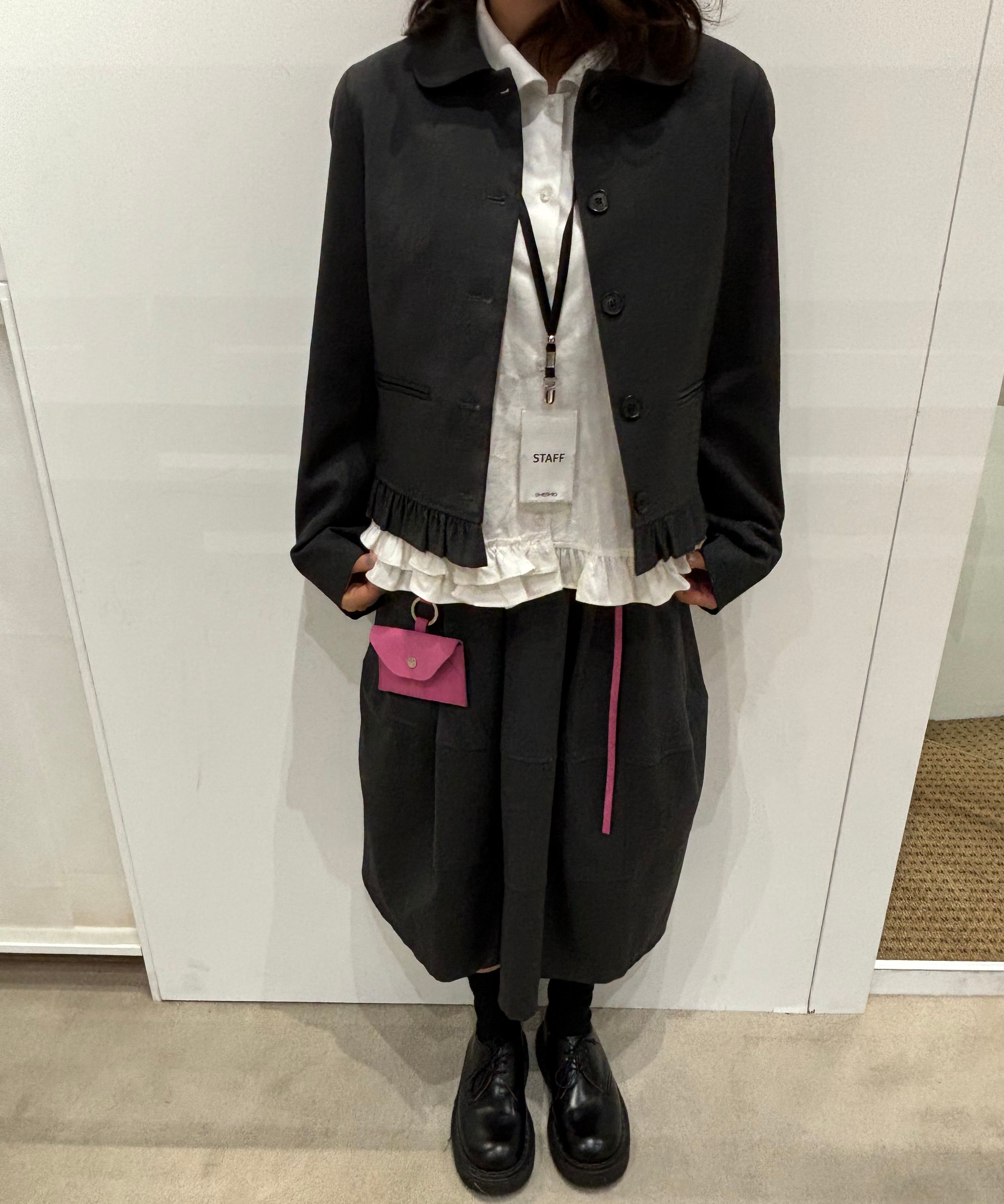 MUSINSA公式 | OHESHIO ROUND FRILL JACKET, BLACK