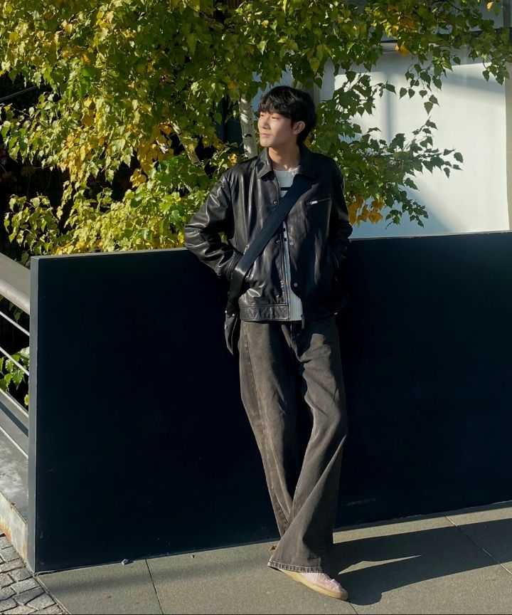 MUSINSA公式 | UNGIMMICK PLACKET NAPPA LEATHER RIDER JACKET (BLACK