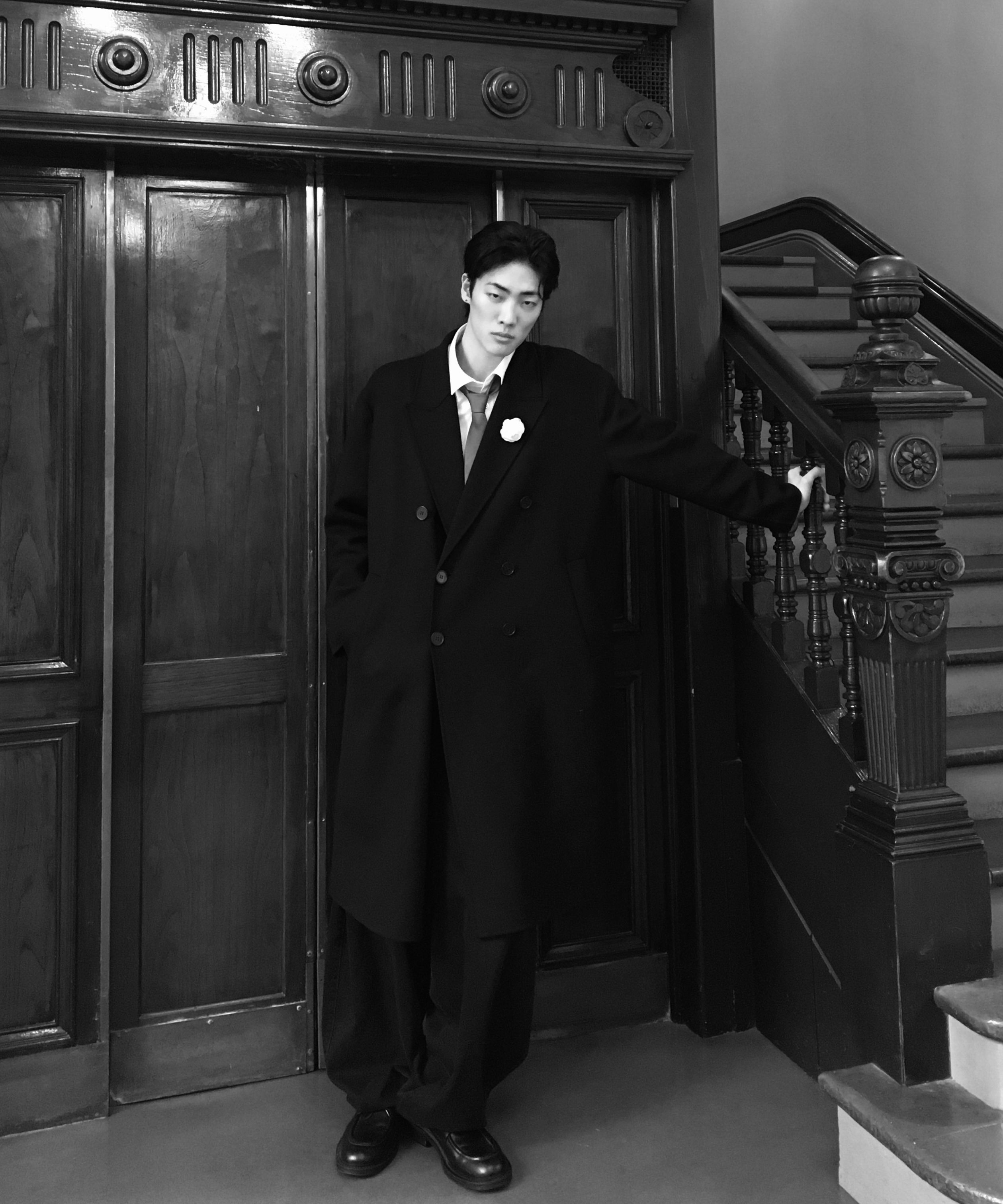 MUSINSA | COSTUME O'CLOCK Wool Blend Hand Made Double Coat Black