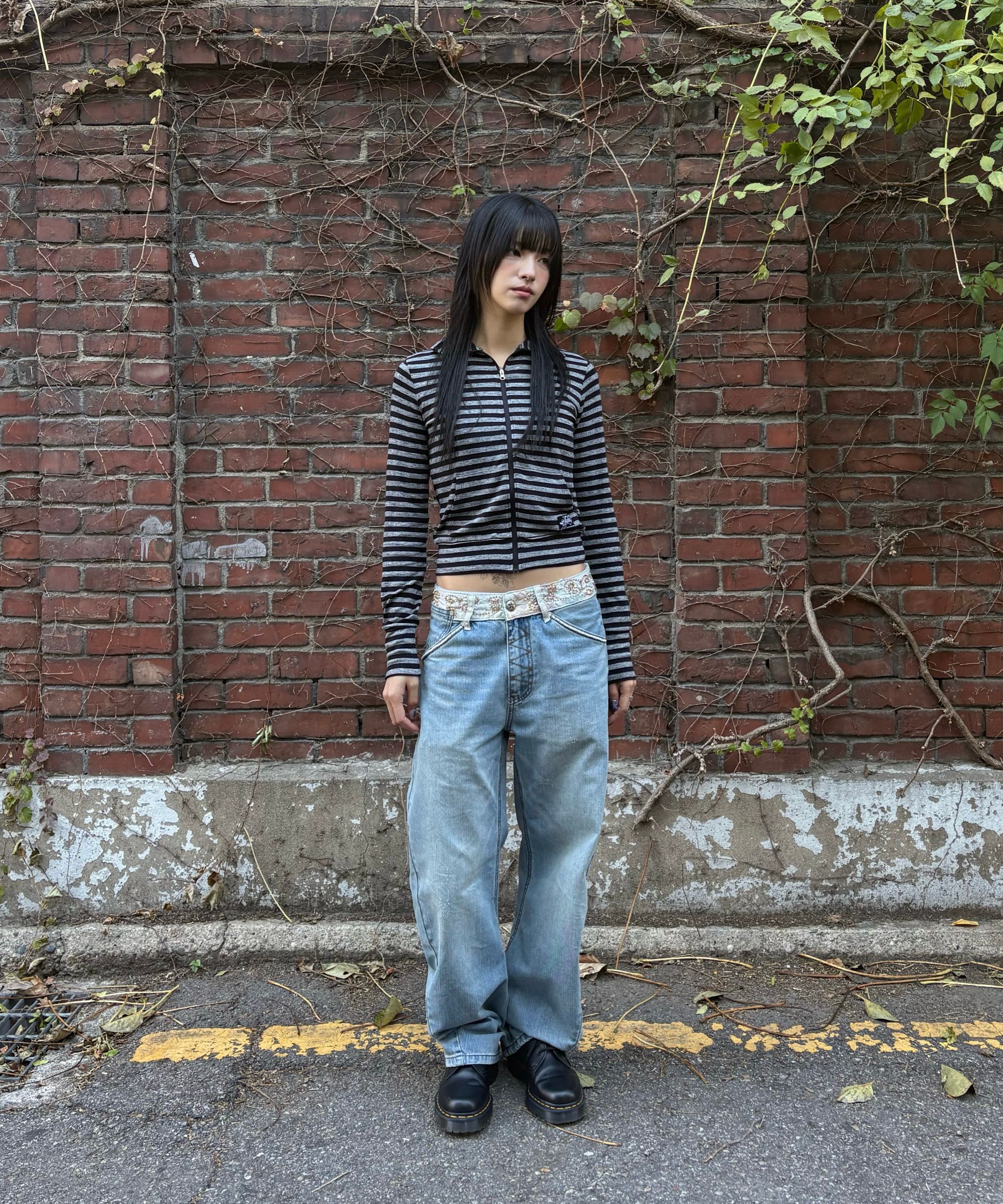 MUSINSA公式 | SCULPTOR Beaded Waist Denim Pants Mid Blue
