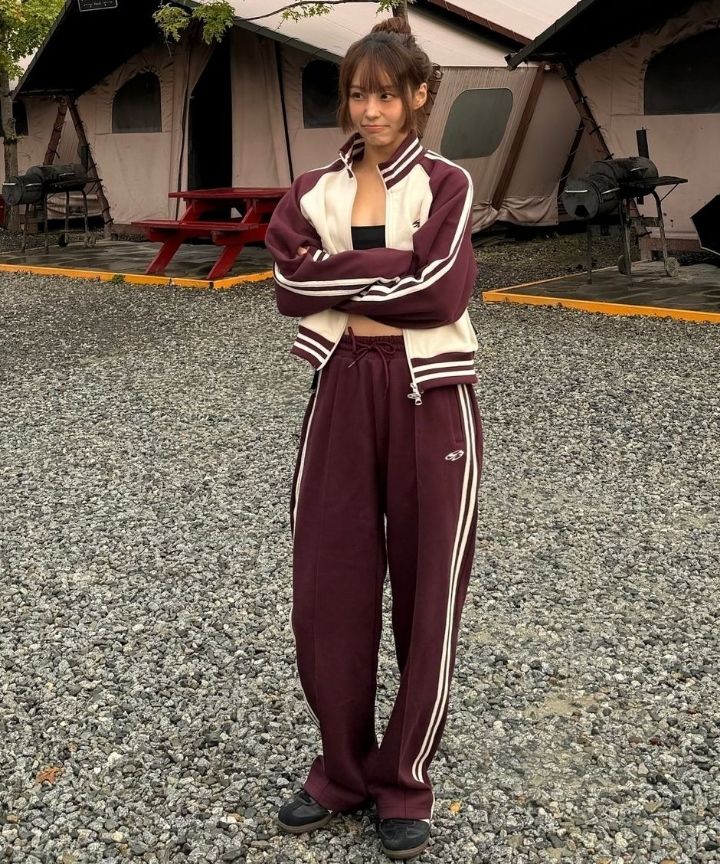 MUSINSA | 1993STUDIO Piping track pique zip-up_burgundy