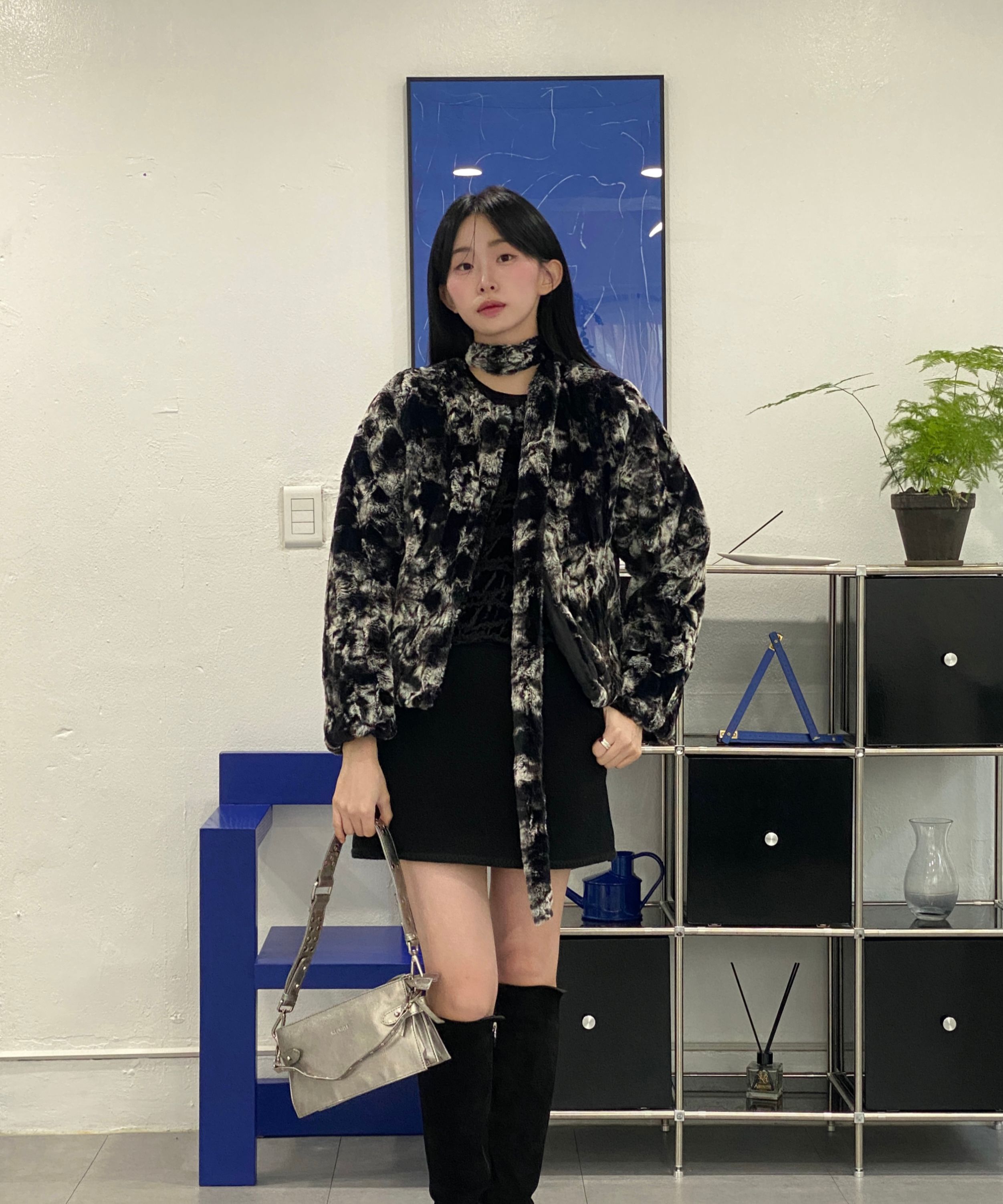 MUSINSA公式 | FLAREUP Scarf Fur Jacket (FL-041_Black)