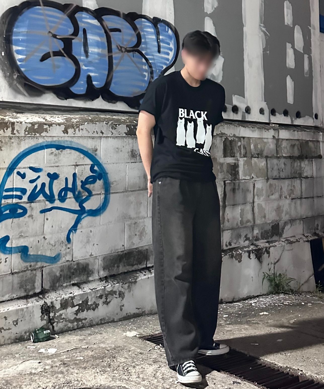 ★2025SS新作★KIRSH X VIVASTUDIO BLACKCAT WASHING T-SHIRT Washed Black Scripted T-Shirt - Kreatures of Habit