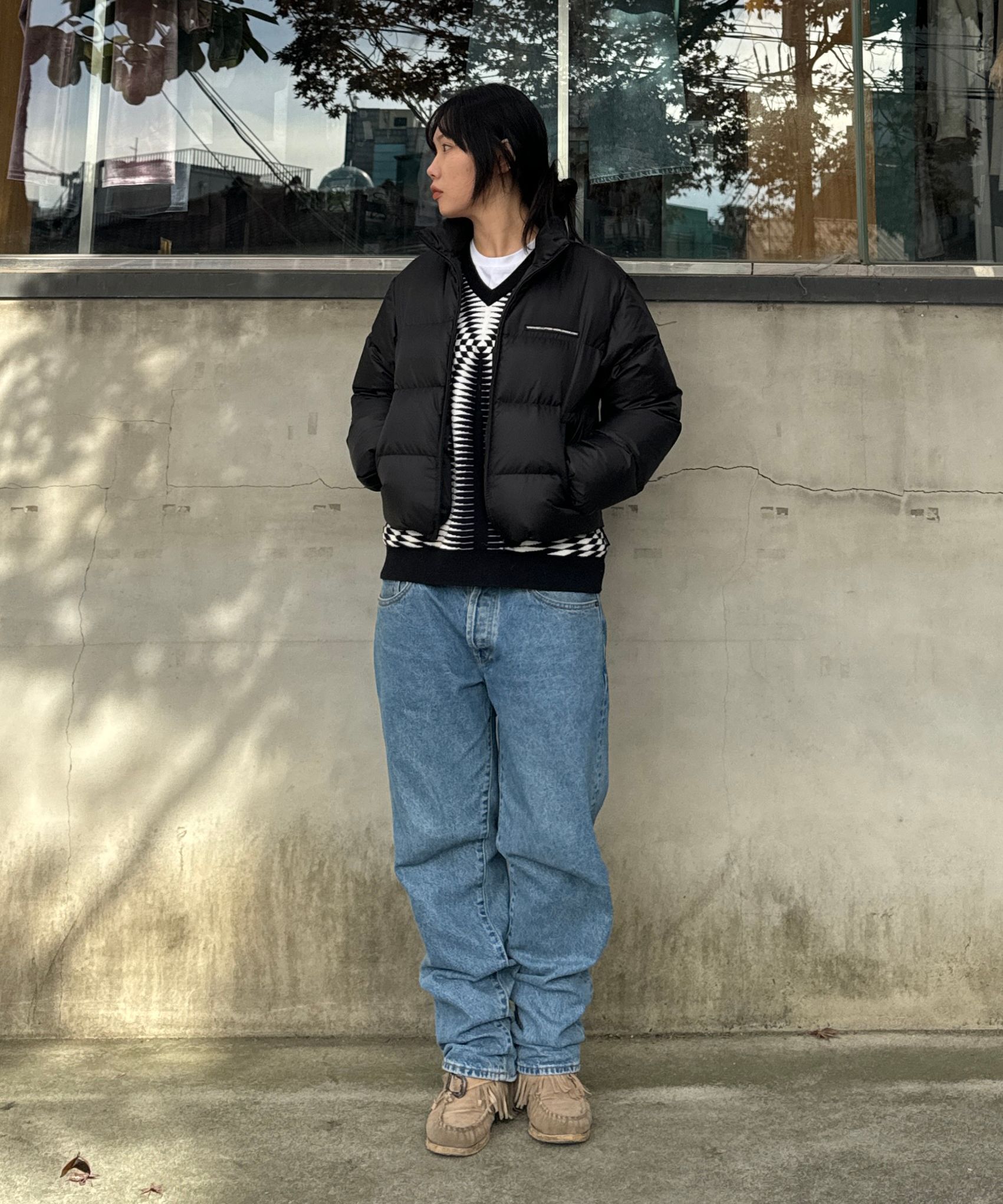 MUSINSA | SCULPTOR 107 Cropped Puffer Down Matte Black