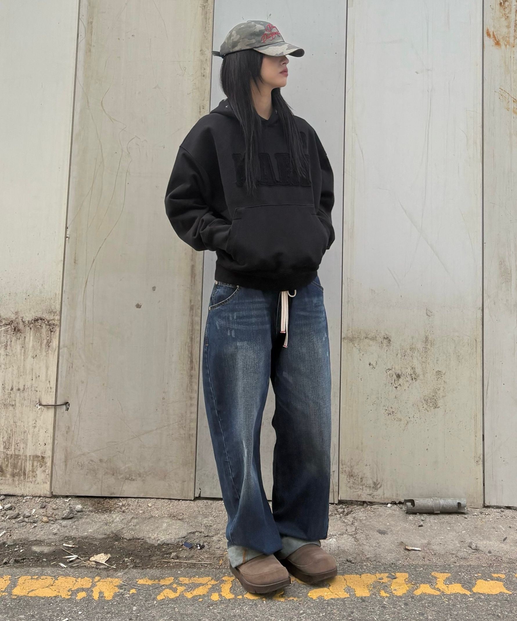 MUSINSA公式 | SCULPTOR Mary Acid Peel Hoodie Washed Blue