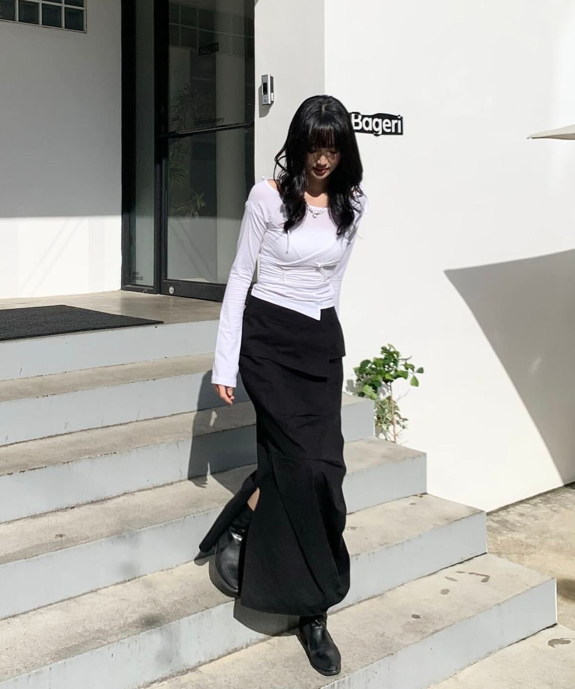 ◆FLARE UP◆ Drape Layered Maxi Skirt FL238Gray FL-238_Gray Drape Layered Maxi Skirt (FL-238_Gray) - FLAREUP | 60