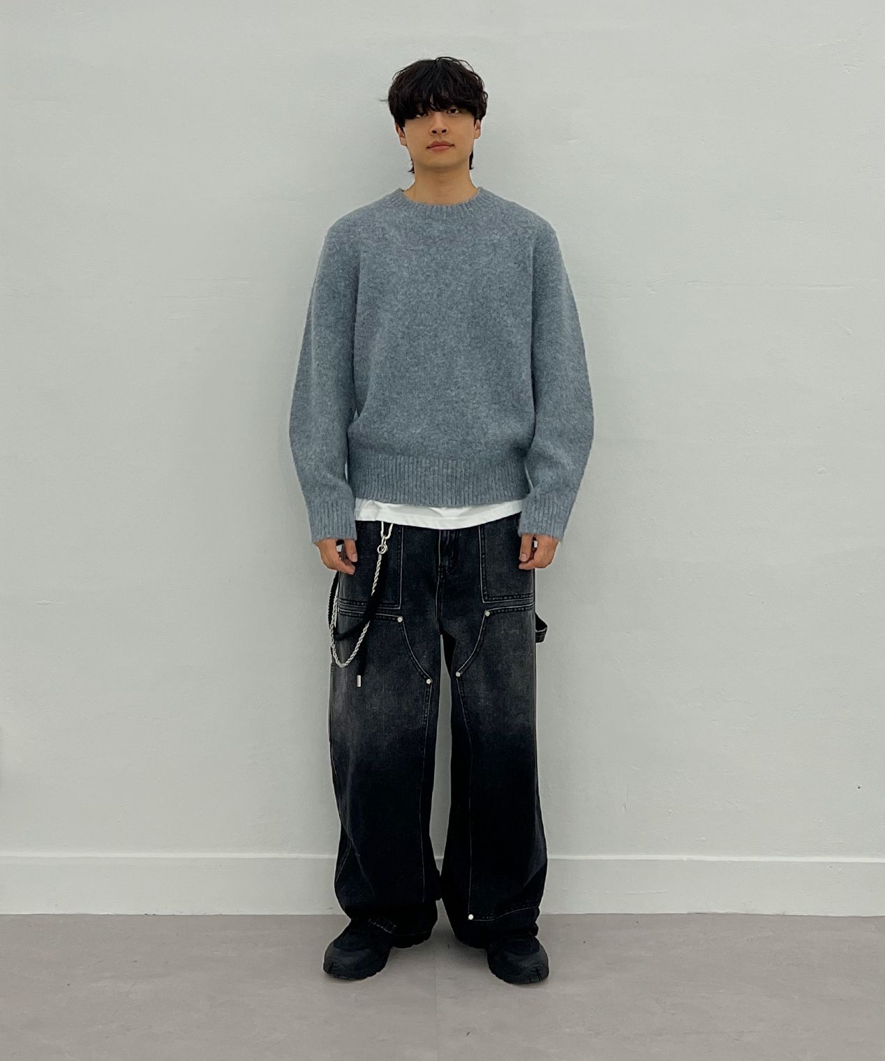 MUSINSA公式 | MILLO ARCHIVE Crop Silhouette Knit [Black]