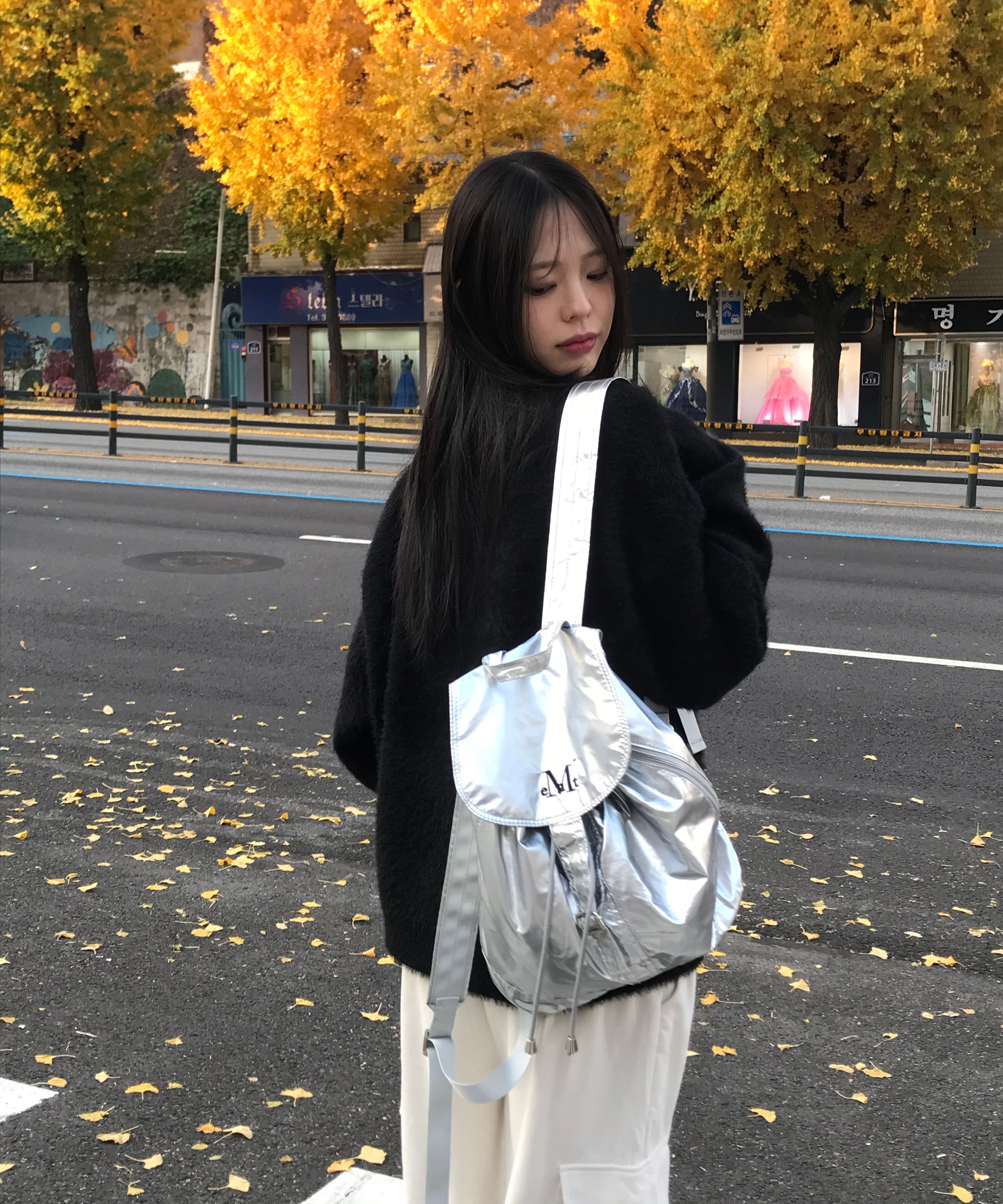★MUCENT★ Glossy String Mini Backpack 2 Colors GLOSSY MINI SILVER BACKPACK (2color) - MUCENT | 60% - Asian