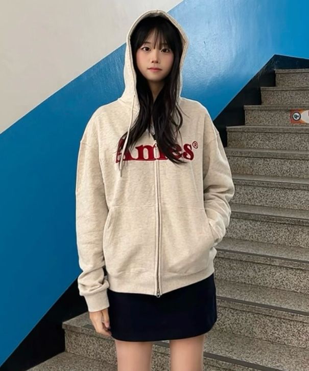 ★AMES-WORLDWIDE★BASIC LOGO HOODIE ZIP UP OATMEAL★正規品 MUSINSA公式 | AMES-WORLDWIDE BASIC LOGO HOODIE ZIP UP OATMEAL