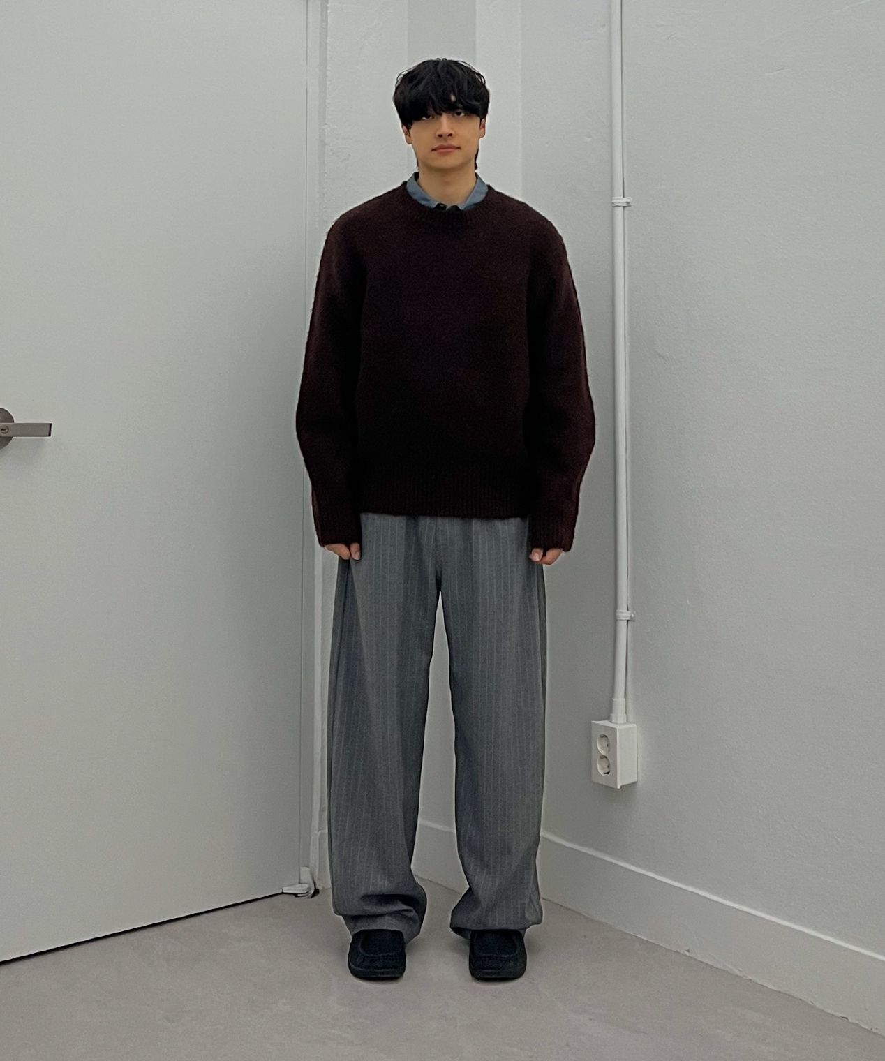 MILLO ARCHIVE ♥ Crop Silhouette Knit/ 追跡付 MUSINSA | MILLO ARCHIVE Crop Silhouette Knit [Melange Gray]