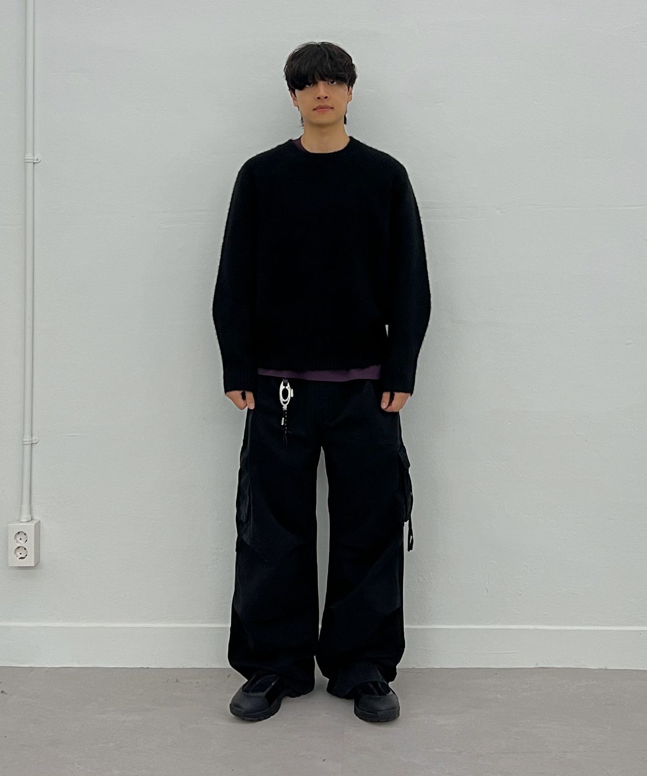 MUSINSA公式 | MILLO ARCHIVE Crop Silhouette Knit [Black]