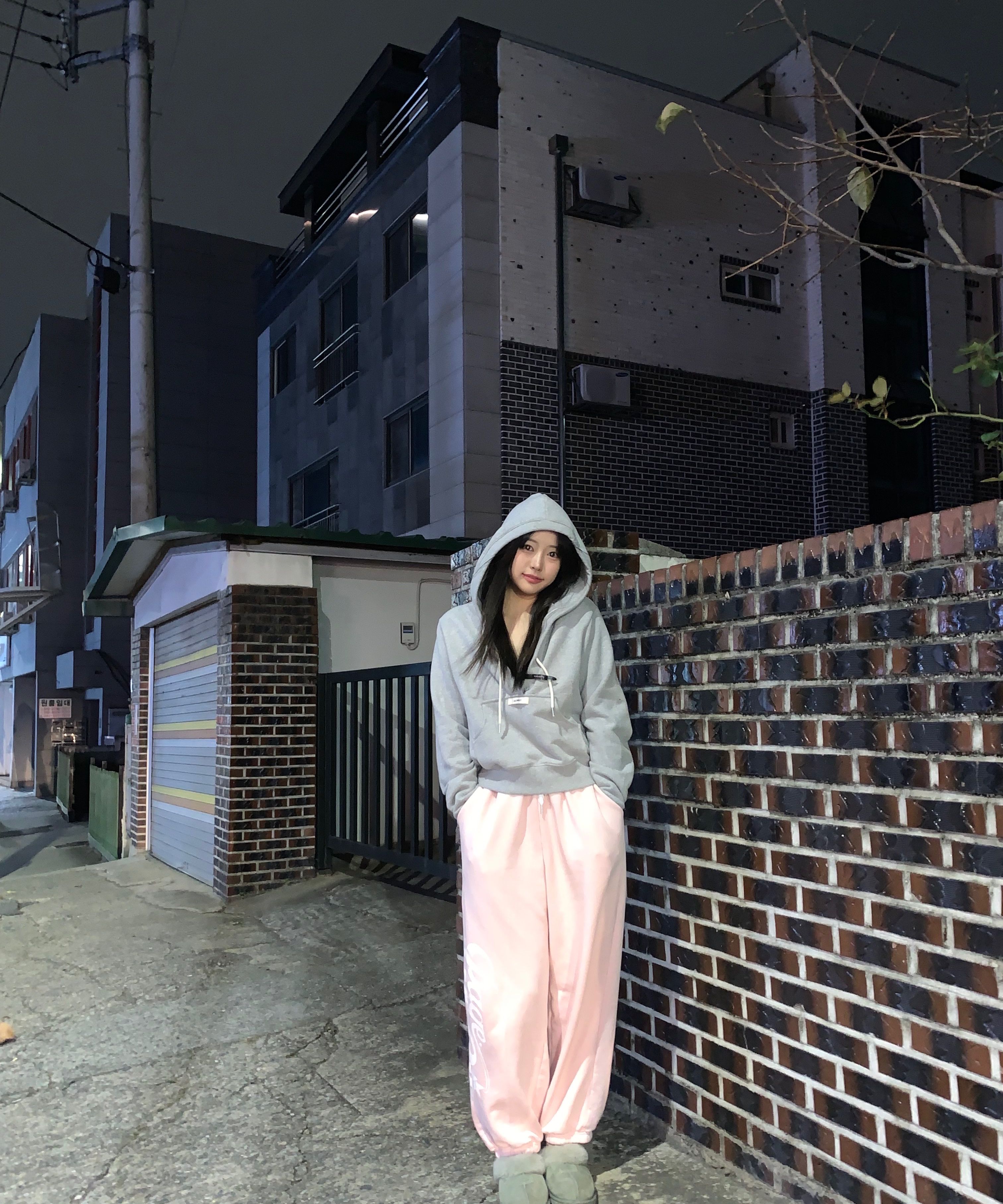 MUSINSA公式 | GLOWNY CIAO V CUT HOODIE (GRAY)