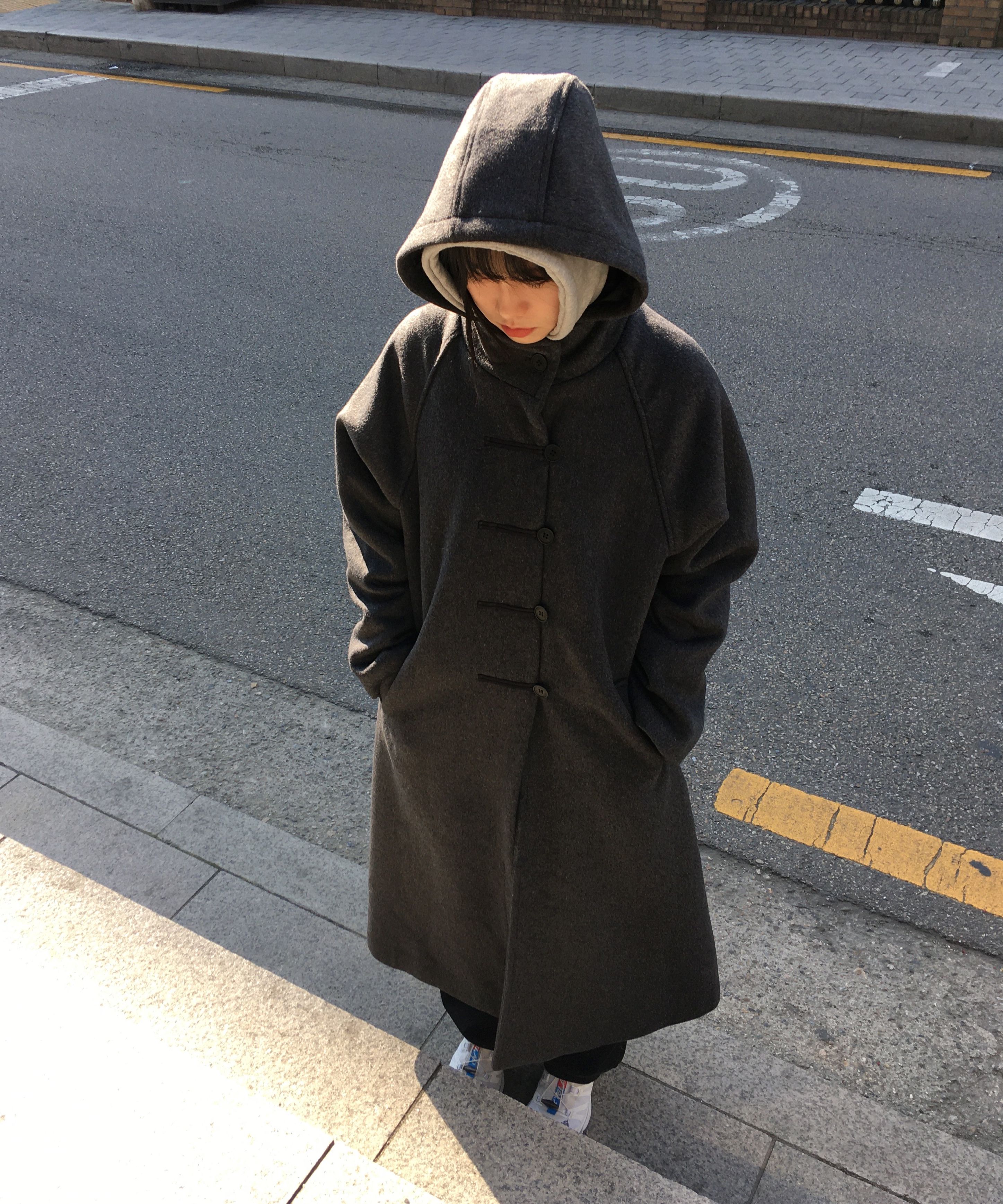 ジャケット・アウター misekiseoul Hoodie long duffle Coat GREY 미세키서울(MISEKI SEOUL) Hoodie long duffle Coat GREY - 사이즈