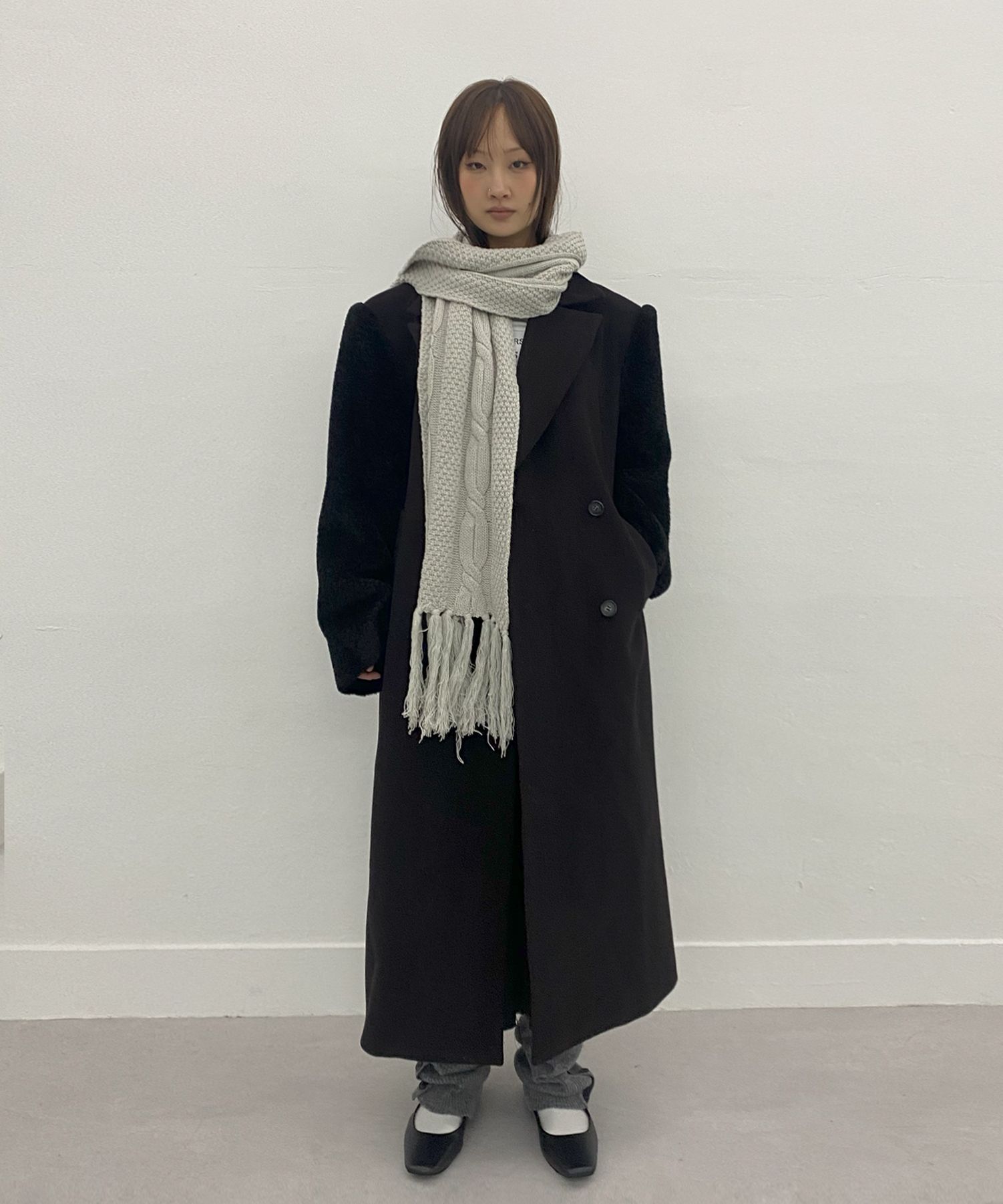 MUSINSA | MILLO WOMEN Fur Mixed Double Coat [Gray]