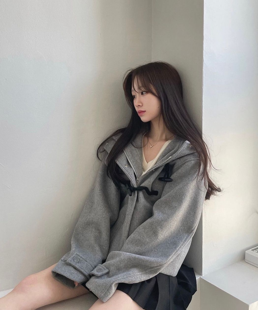 MUSINSA公式 | MISEKI SEOUL Duffle hoodie short coat CHARCOAL