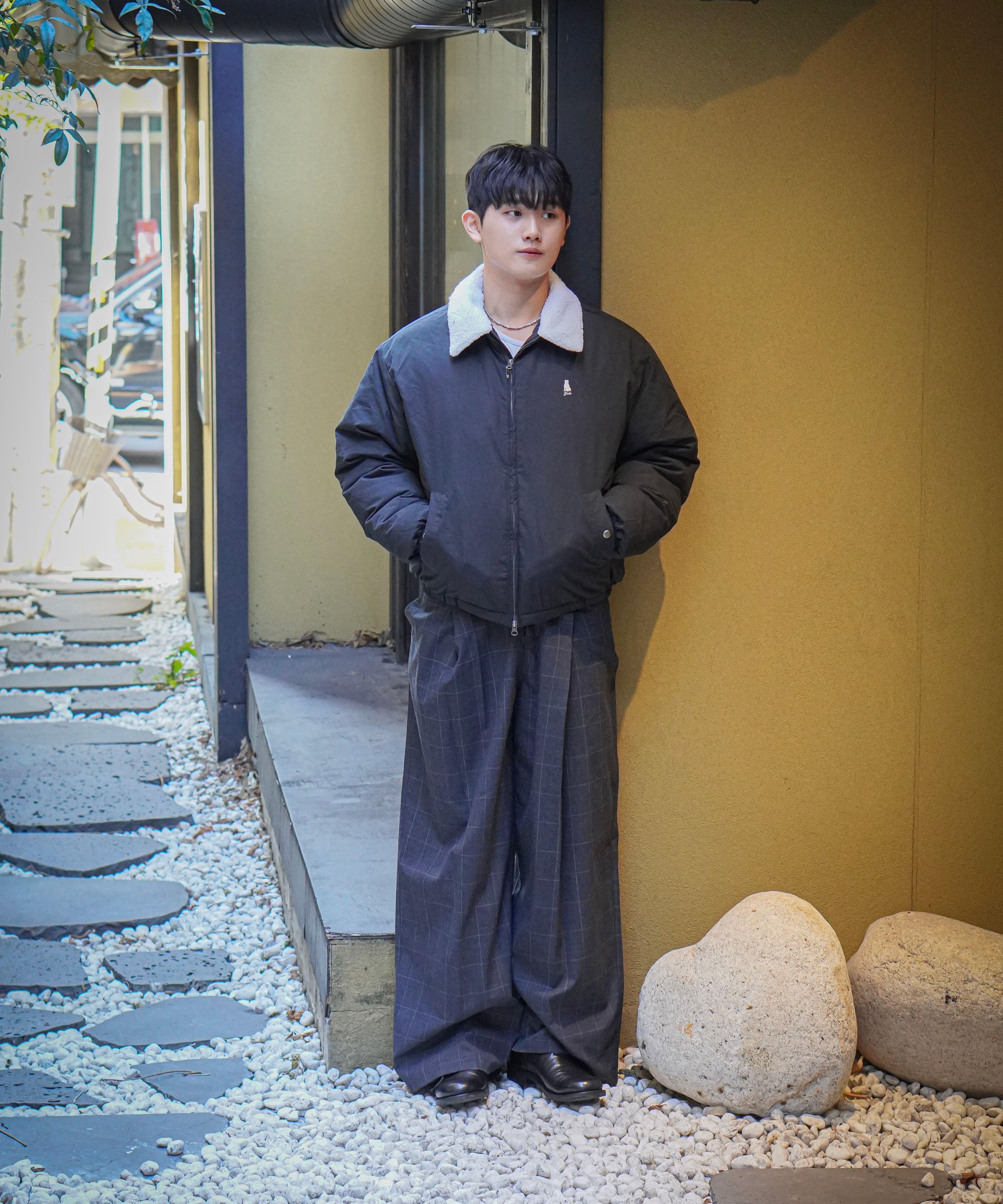 関税込★YALE★PRIMALOFT BOA DETACHABLE SHORT PUFFER PADDING MUSINSA | YALE Detachable Boa Short Puffer Jacket_Navy