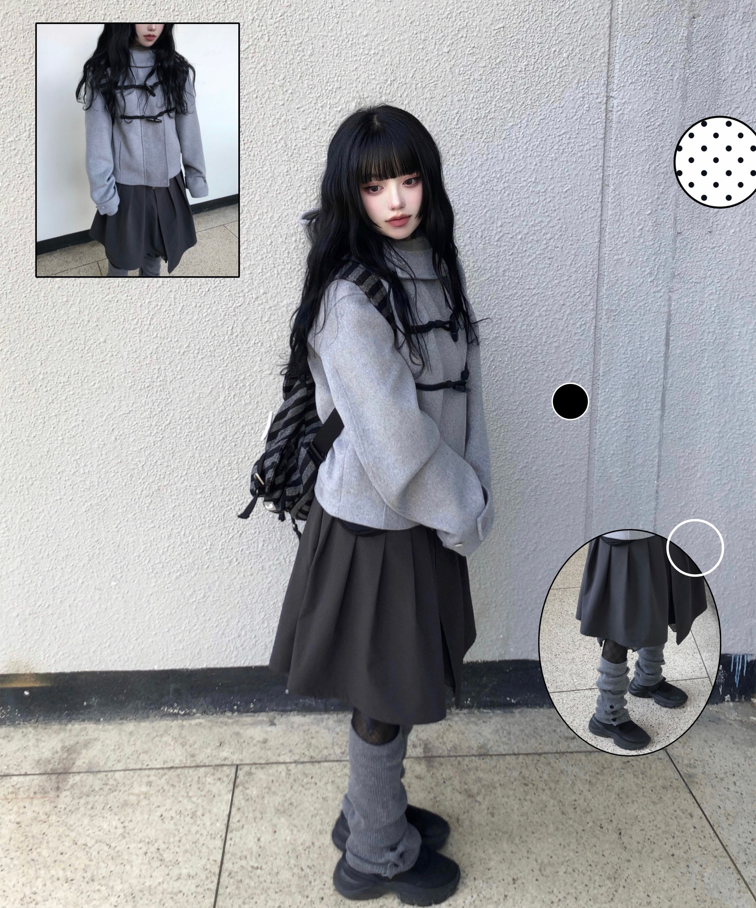 MUSINSA公式 | MISEKI SEOUL Duffle hoodie short coat CHARCOAL