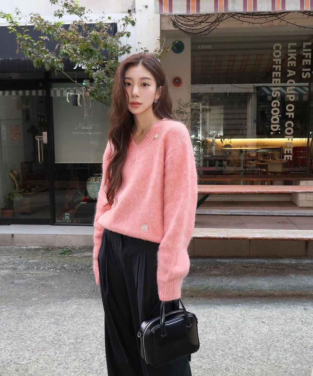 MUSINSA公式 | SATUR エッセンツートーンモヘアブレンドニットピンク