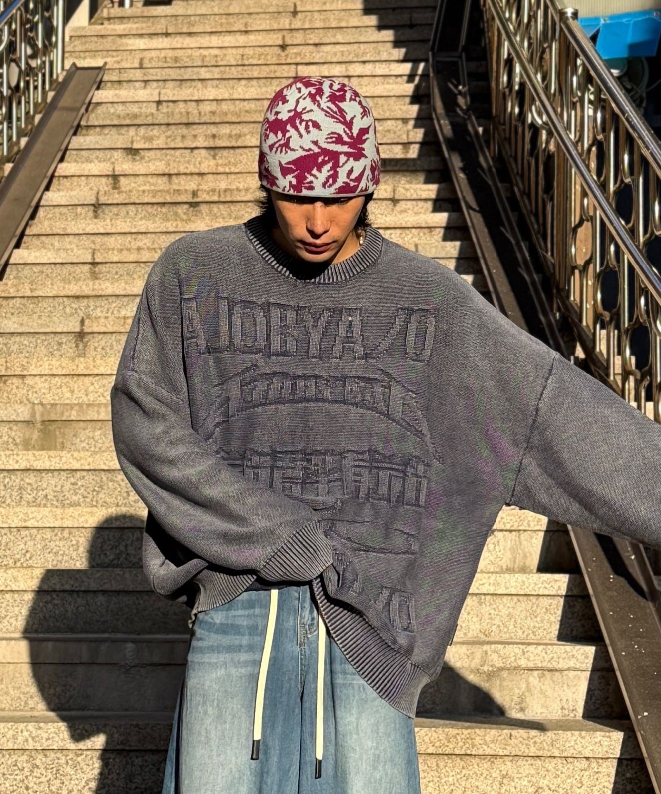 MUSINSA | AJOBYAJO [PBA] Five AJO Logos Washed Sweater