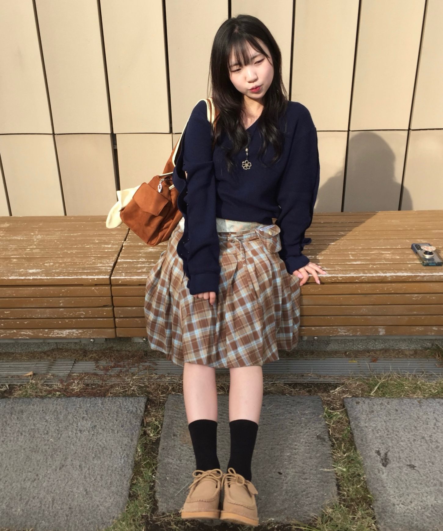 스컬프터(SCULPTOR) Folded Waist Plaid Skirt Blue Check - 사이즈