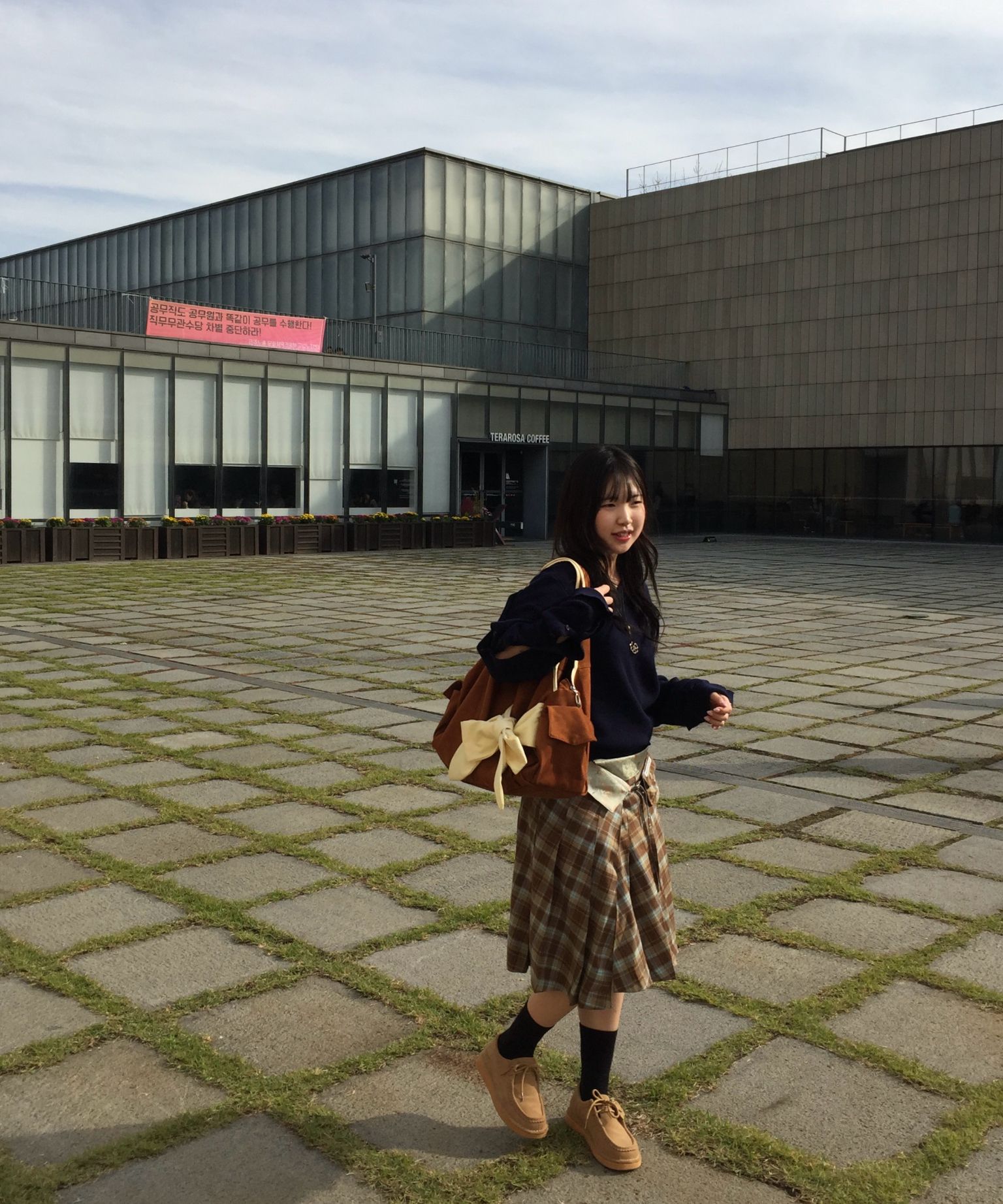 스컬프터(SCULPTOR) Folded Waist Plaid Skirt Blue Check - 사이즈