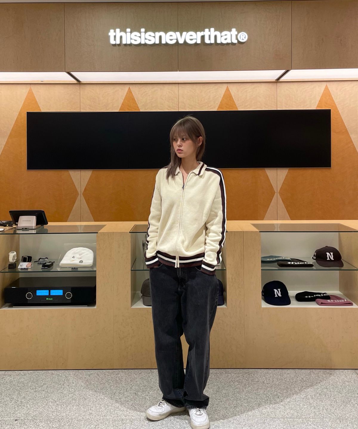 MUSINSA公式 | thisisneverthat Striped Zip Cardigan Olive