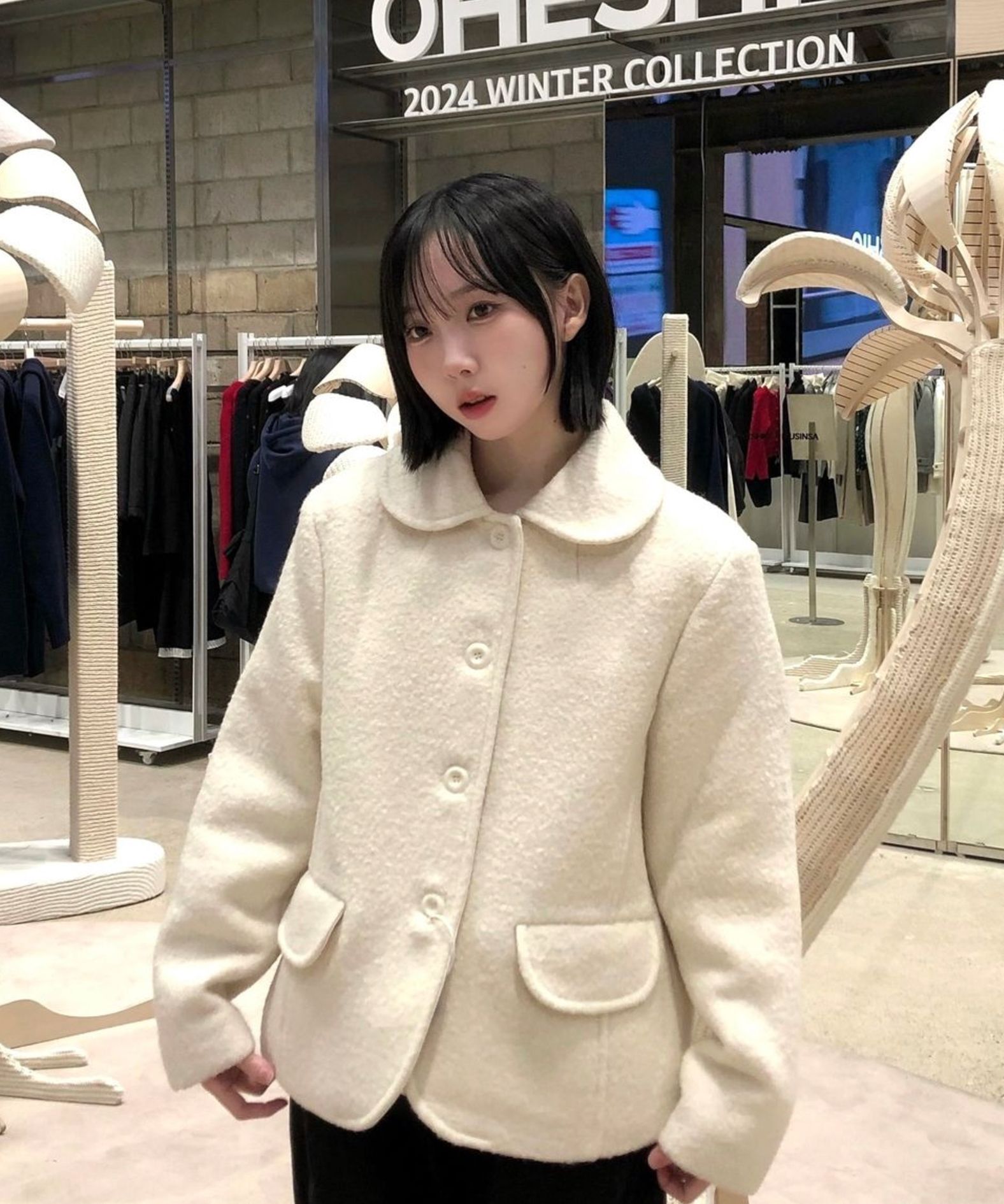 ジャケット・アウター oheshio BOUCLE HALF WOOL JACKET IVORY MUSINSA | OHESHIO BOUCLE HALF WOOL JACKET, IVORY