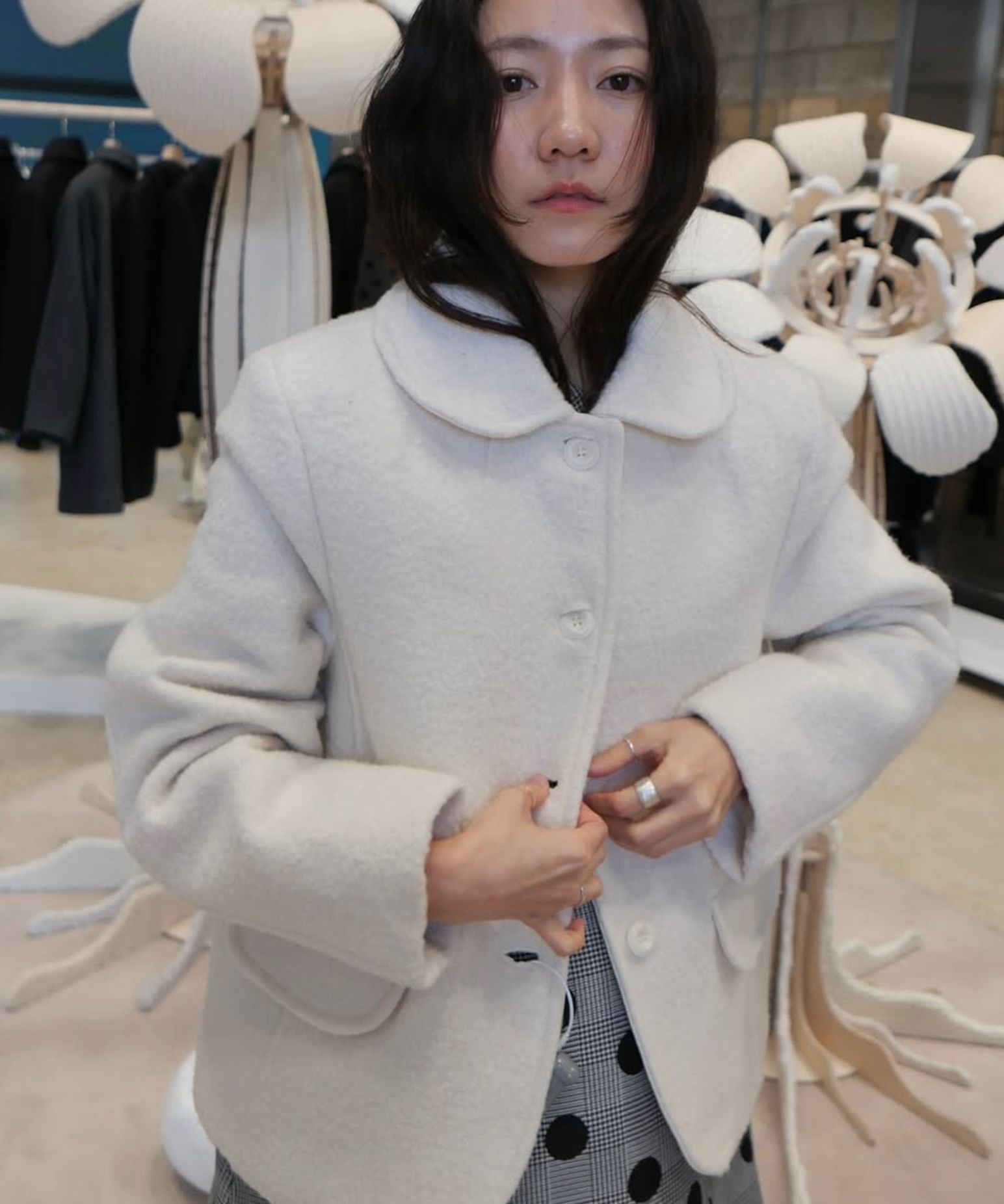 ジャケット・アウター oheshio BOUCLE HALF WOOL JACKET IVORY MUSINSA | OHESHIO BOUCLE HALF WOOL JACKET, IVORY