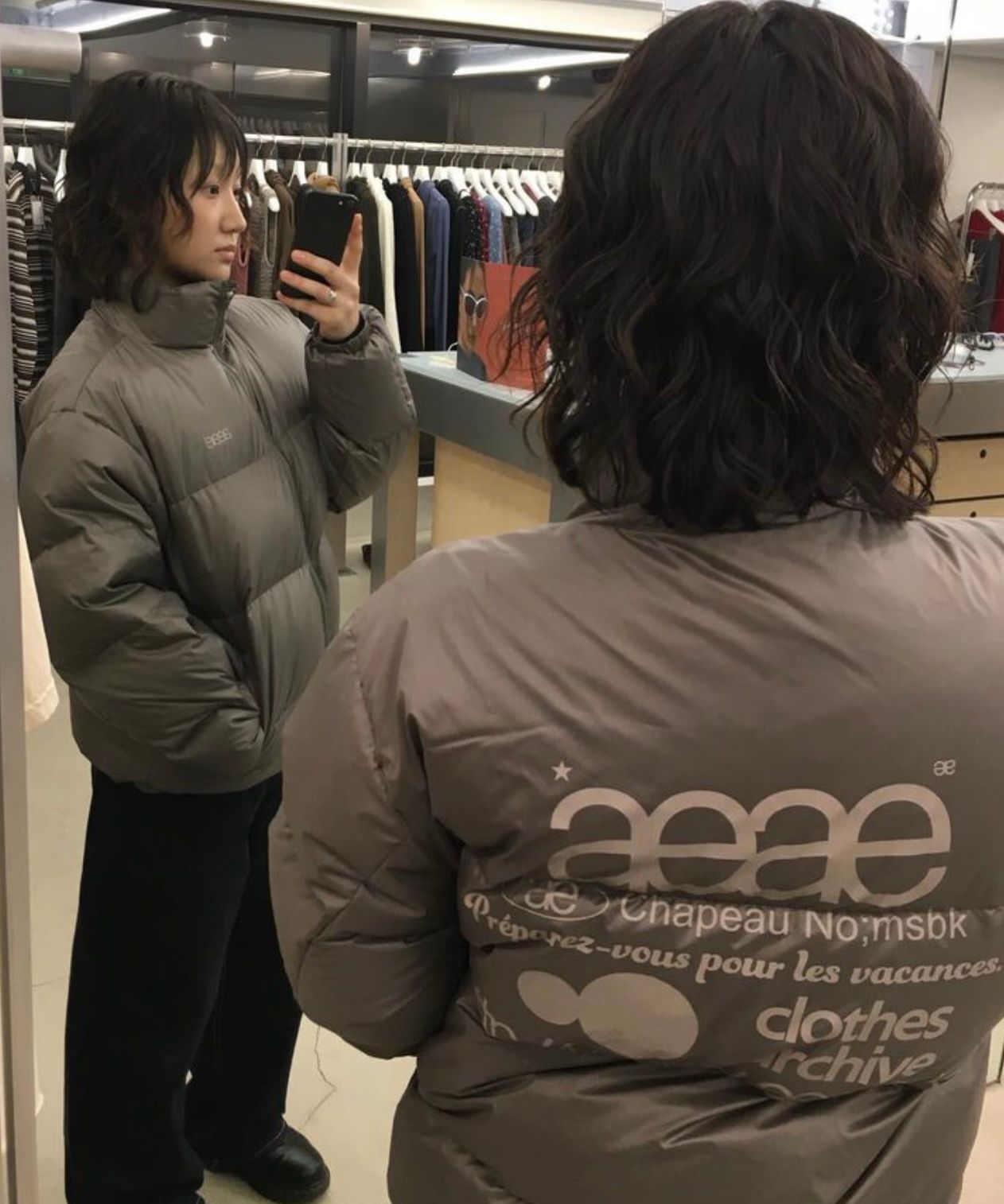 ジャケット・アウター AEAE WEB LOGO DOWN JACKET WARM GREY WEB LOGO DOWN JACKET [WARM GREY] – aeae JAPAN