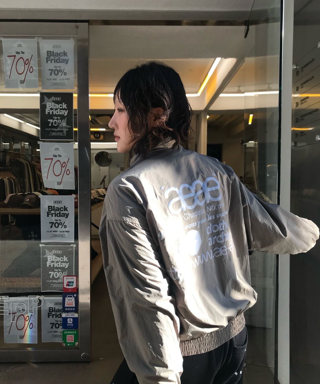 【AEAE】★人気★ウェブロゴ チーム ジャケット MUSINSA公式 | AEAE WEB LOGO TEAM JACKET [PIGMENT CHARCOAL]