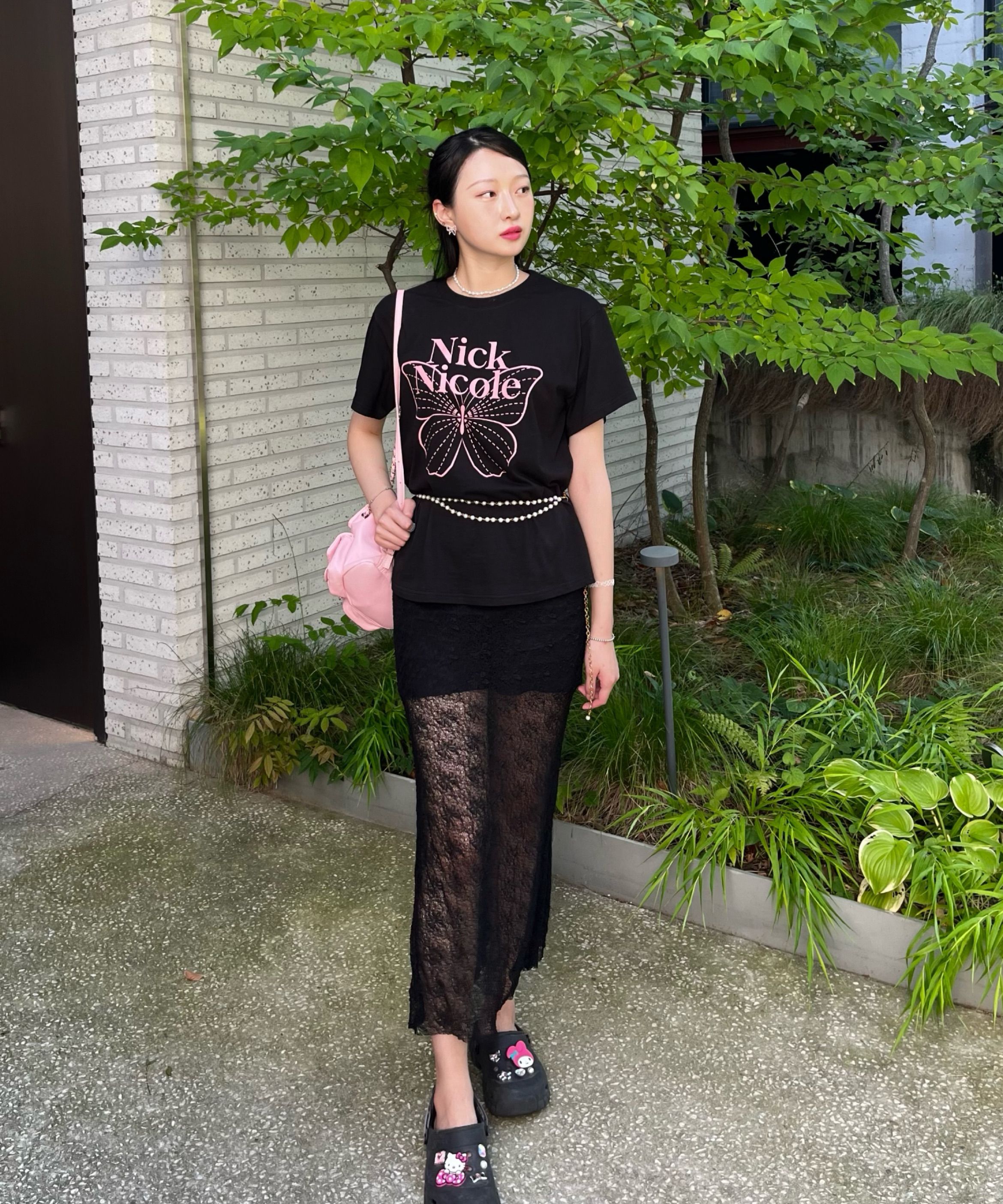 MUSINSA公式 | NICK&NICOLE BIG BUTTERFLY SLEEVE TOP_WHITE PINK