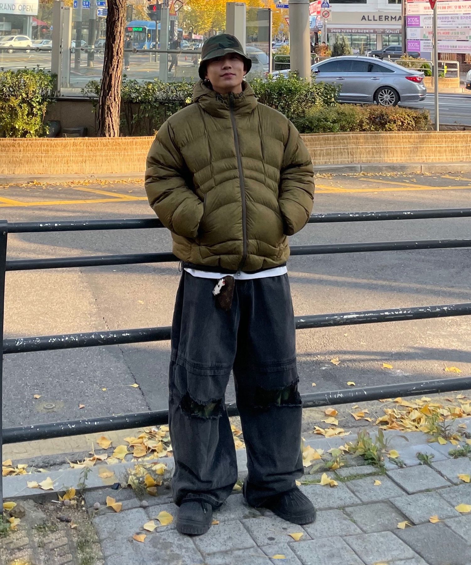 MUSINSA | NOT4NERD Camo Patch Work Layered Denim Pants - Black