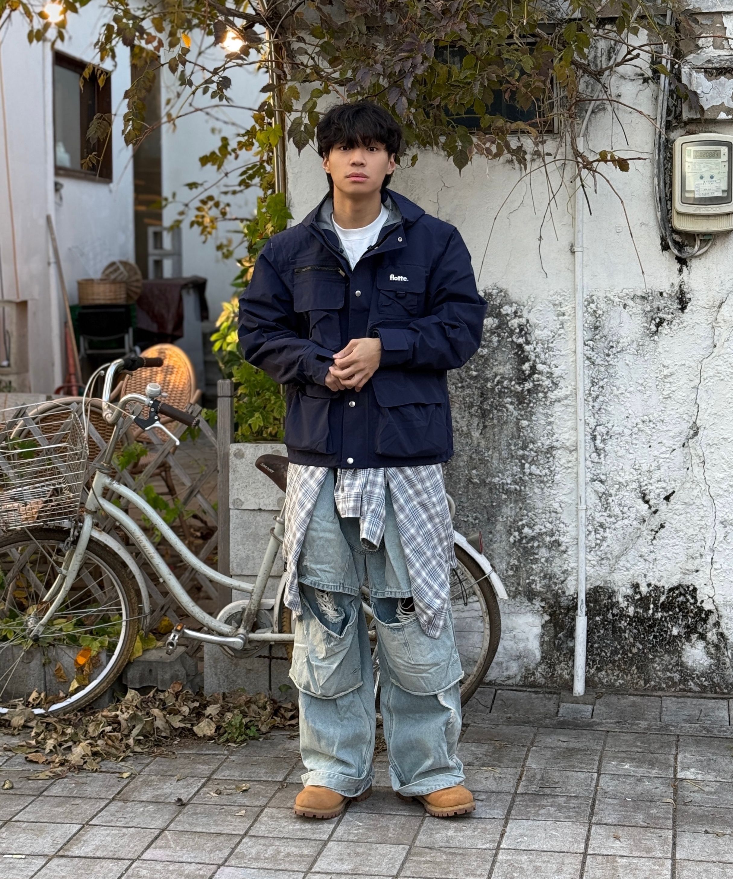 パンツ XTONZ XP207 Double Layering Damage Incision Denim Pants BLUE MUSINSA | XTONZ XP207 Double Layering Damage Incision Denim