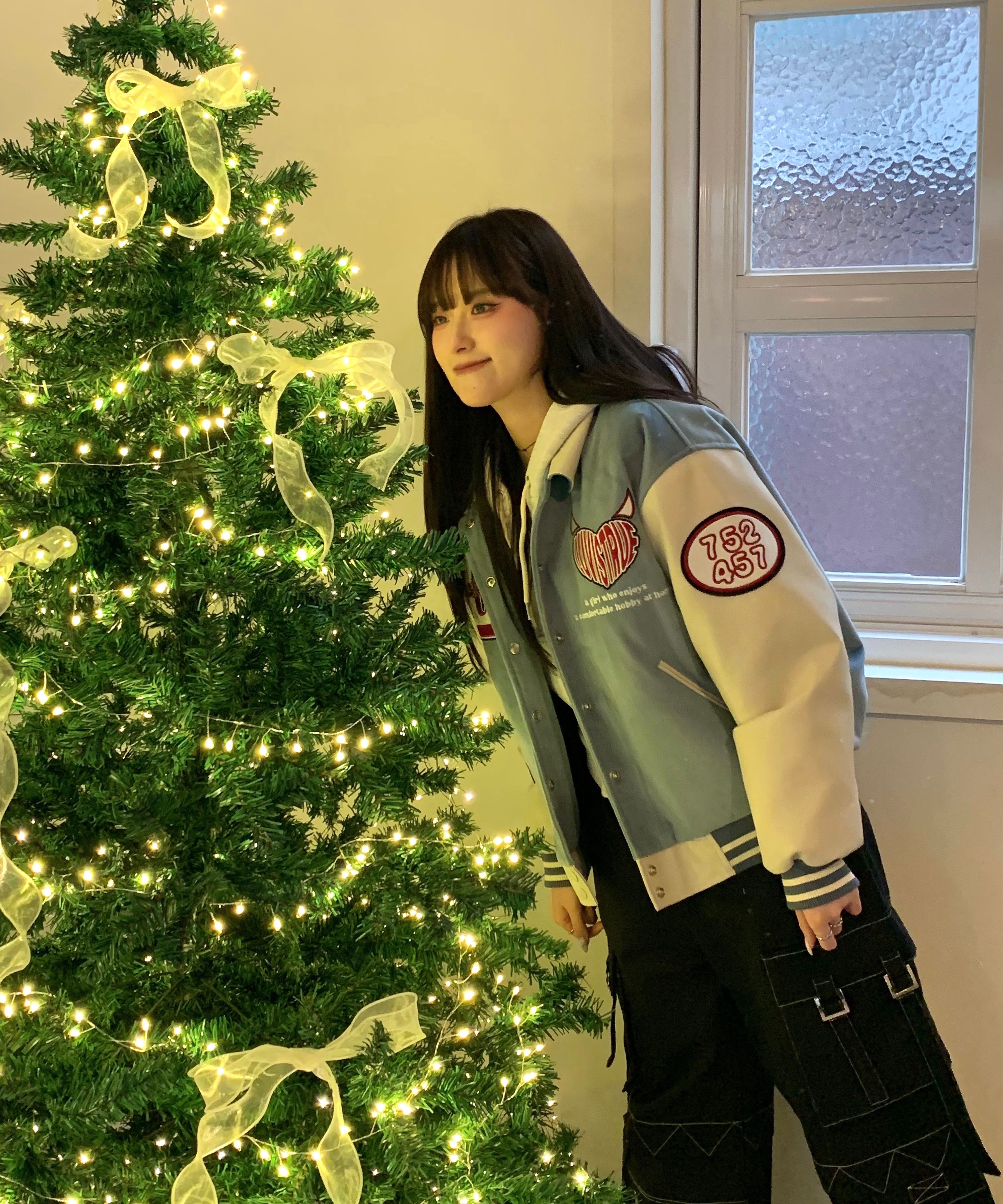 MUSINSA公式 | LUV IS TRUE CH DEVIL VARSITY JACKET(NAVY)