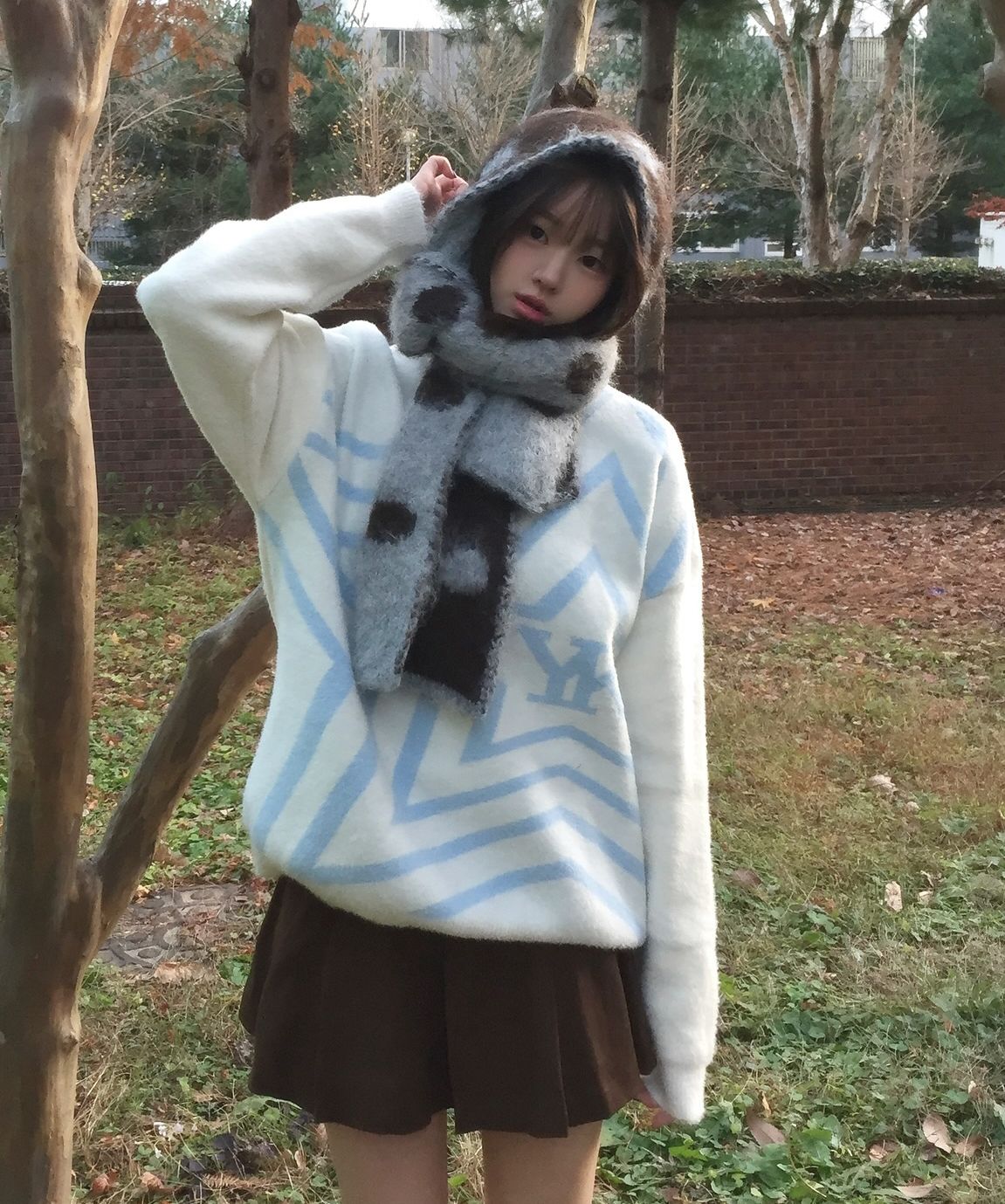 MUSINSA公式 | WAI KEI Hairy Star Graphic Knit Sky Blue
