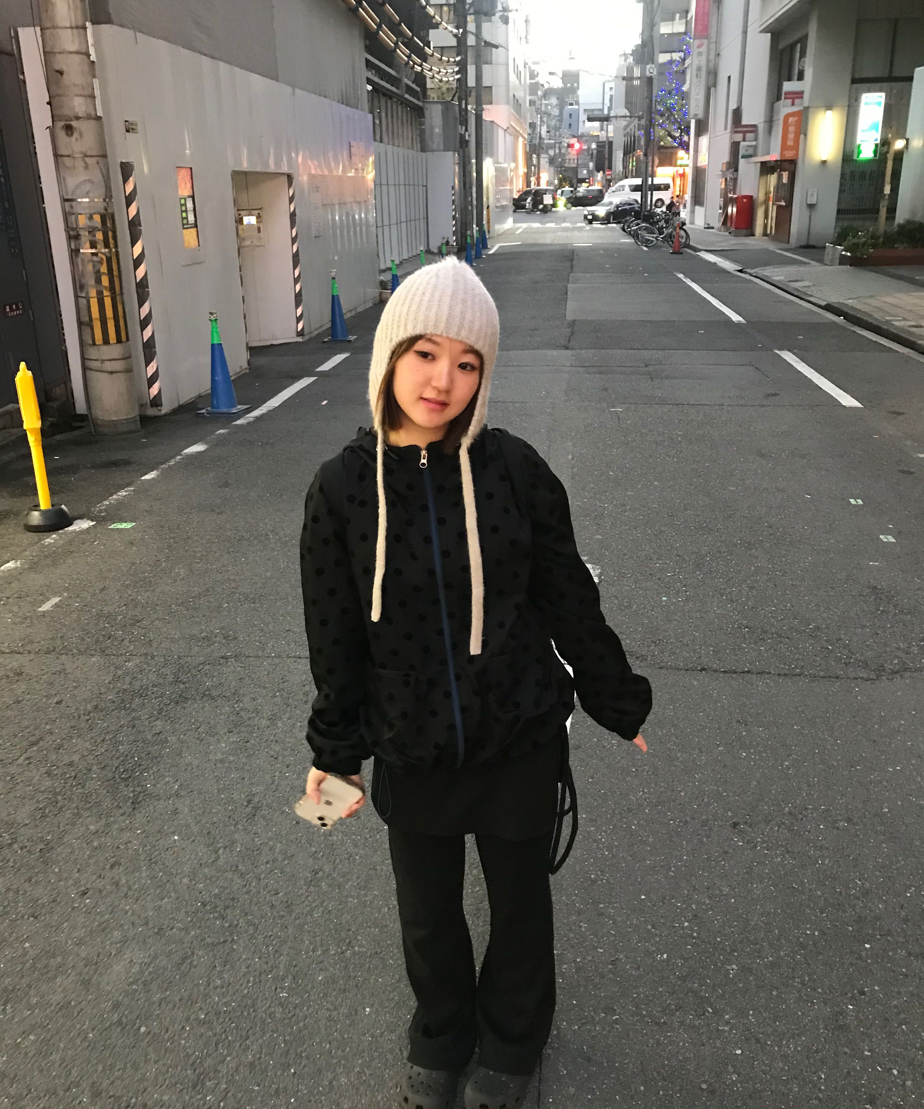 【OHESHIO】dot frill hooded windbreaker jumper Influencer pick] dot frill hooded windbreaker jumper (black