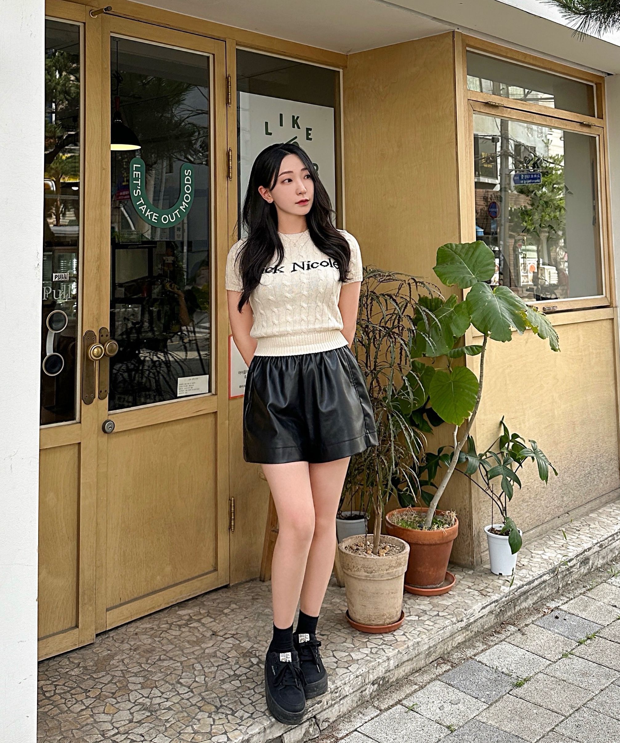 MUSINSA公式 | NICK&NICOLE NICK NICOLE CABLE HALF KNIT_BLACK