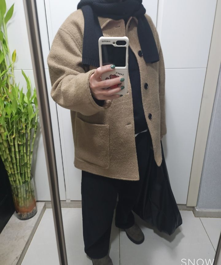 MUSINSA | PARTIMENTO 100% curly wool half coat red