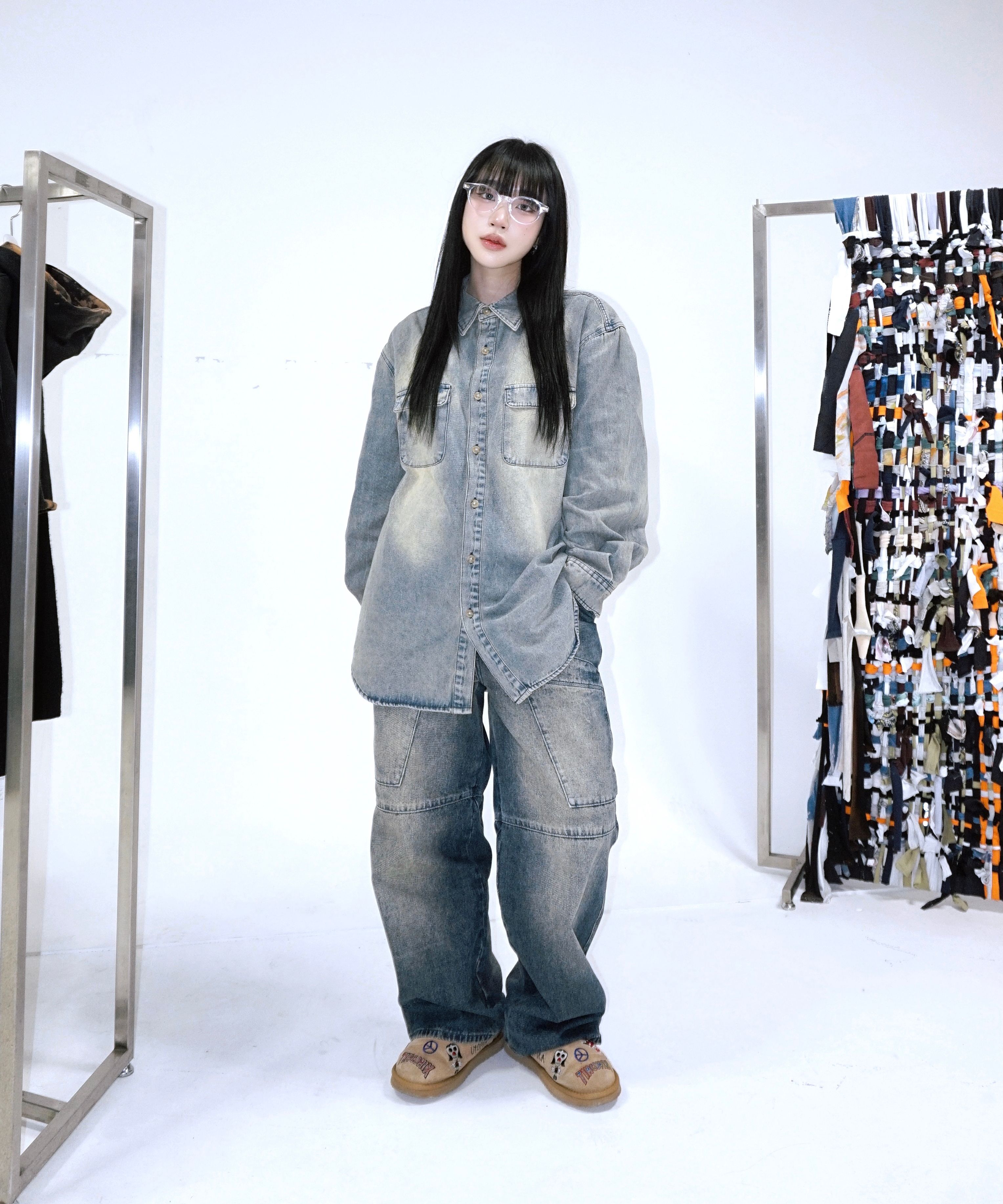 MUSINSA | XTONZ XP240 Front Pocket Washed Denim Pants (BLACK)