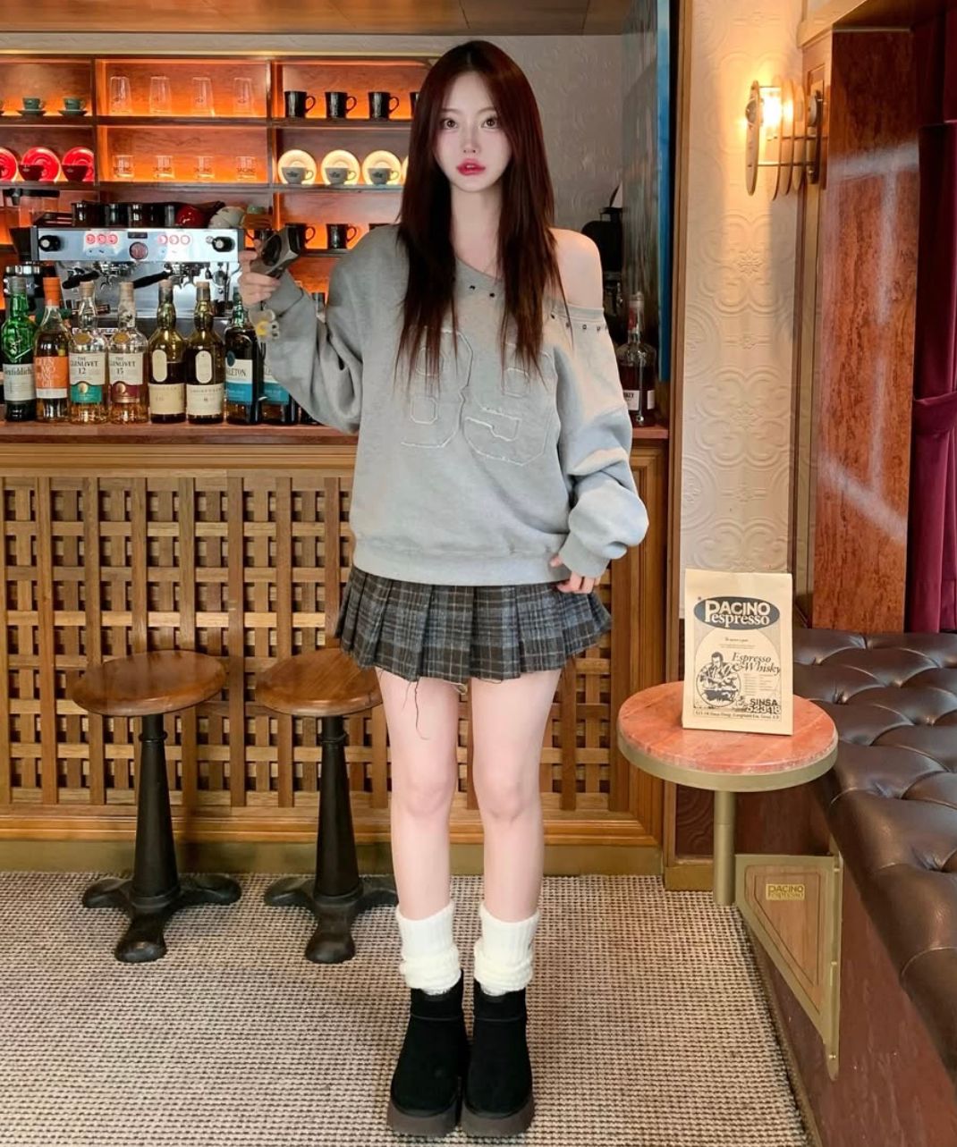 MUSINSA | MIDNIGHT MOVE check mini skirt [brown]