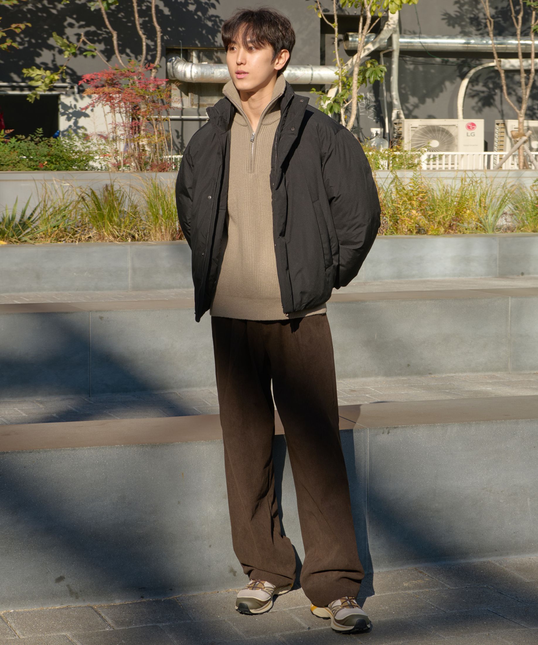 韓国newera■Essential Relaxed Half Zip-Up(起毛)■送料込 Amazon | [ラグスタイル] 片畦ハーフZIPハイネックニット メンズ