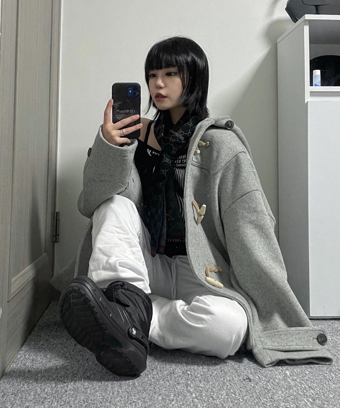 MUSINSA公式 | MAINBOOTH [ウール90%]オーバーサイズダッフルコート(GRAY)