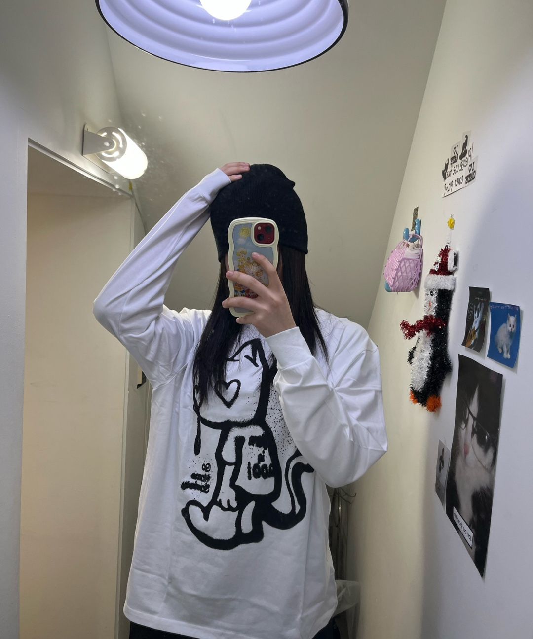 MUSINSA | ITZAVIBE [IBA23UT15BK] LOVE CRYING CAT Long Sleeve