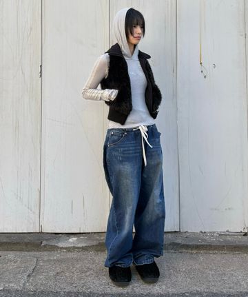 스컬프터(SCULPTOR) Faux Fur Zip-Up Vest Pale Gray - 사이즈 & 후기 