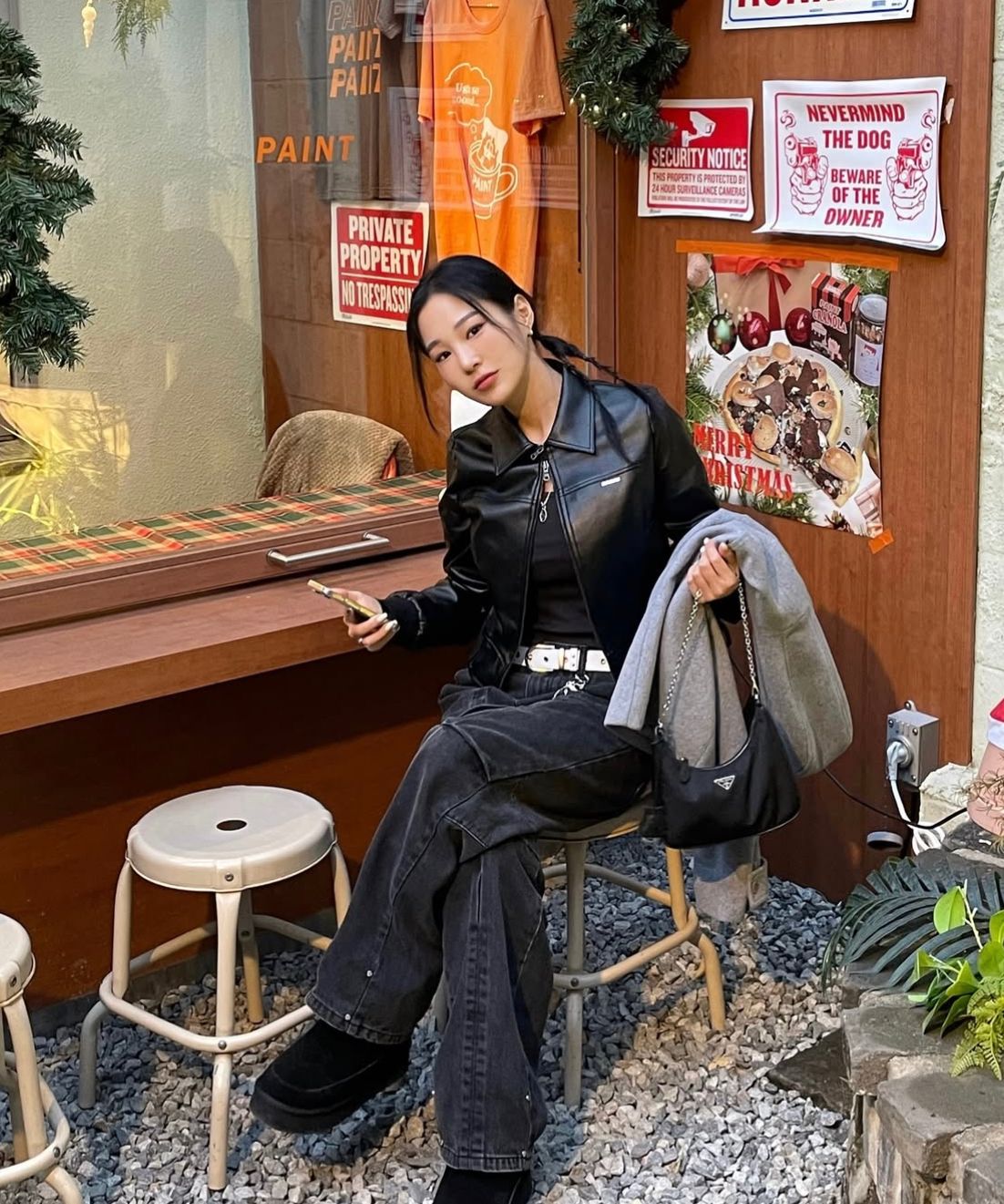 MISEKI SEOUL★韓国★人気★Jersey zip-up jacket BLACK MUSINSA公式 | MISEKI SEOUL Leather zip-up jacket BLACK