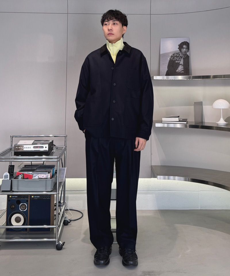 MUSINSA公式 | ANOTHER OFFICE Santiago Mild Slacks (Navy)