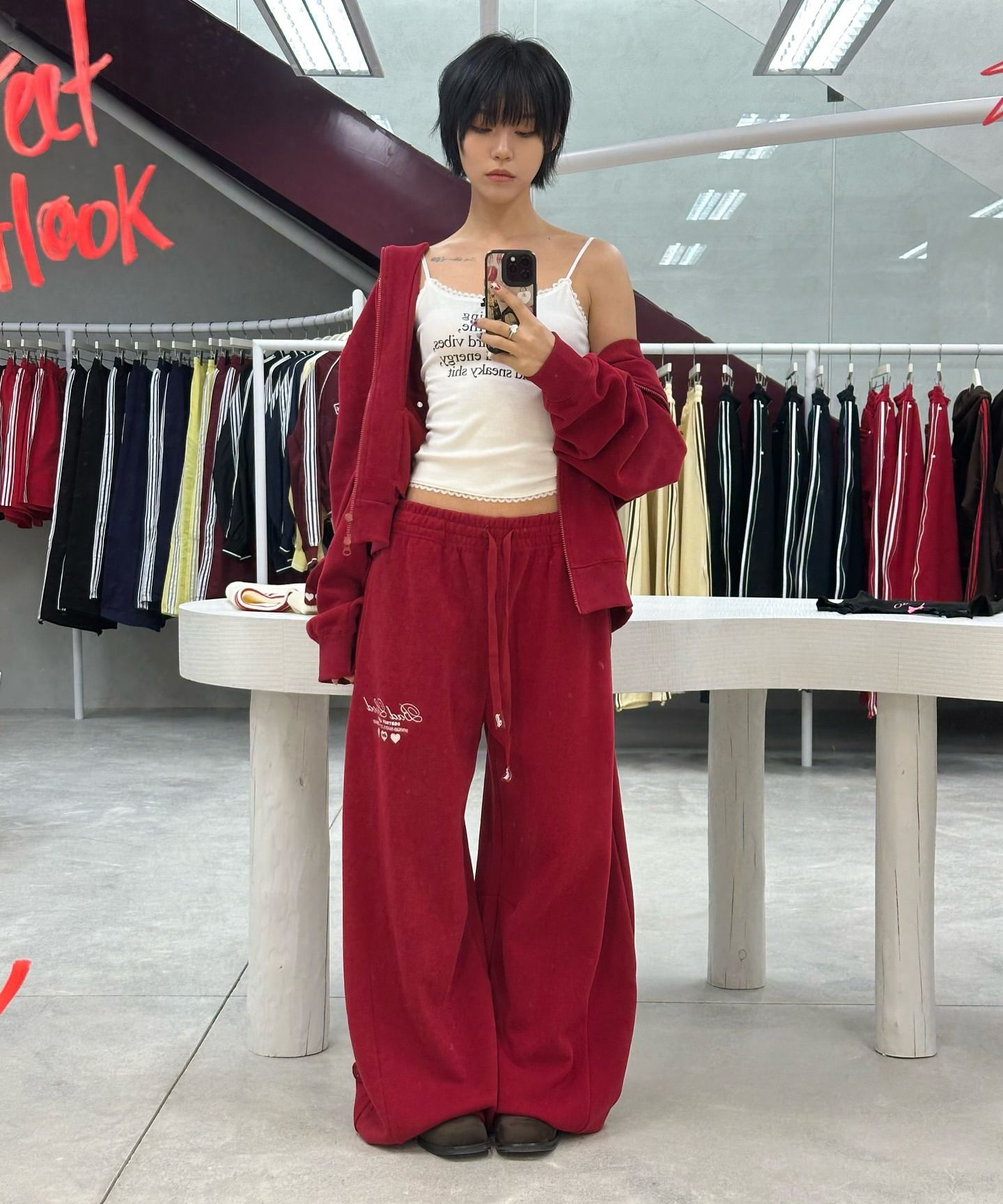 MUSINSA | BADBLOOD Classic Logo 2 Way Curved Jogger Trousers