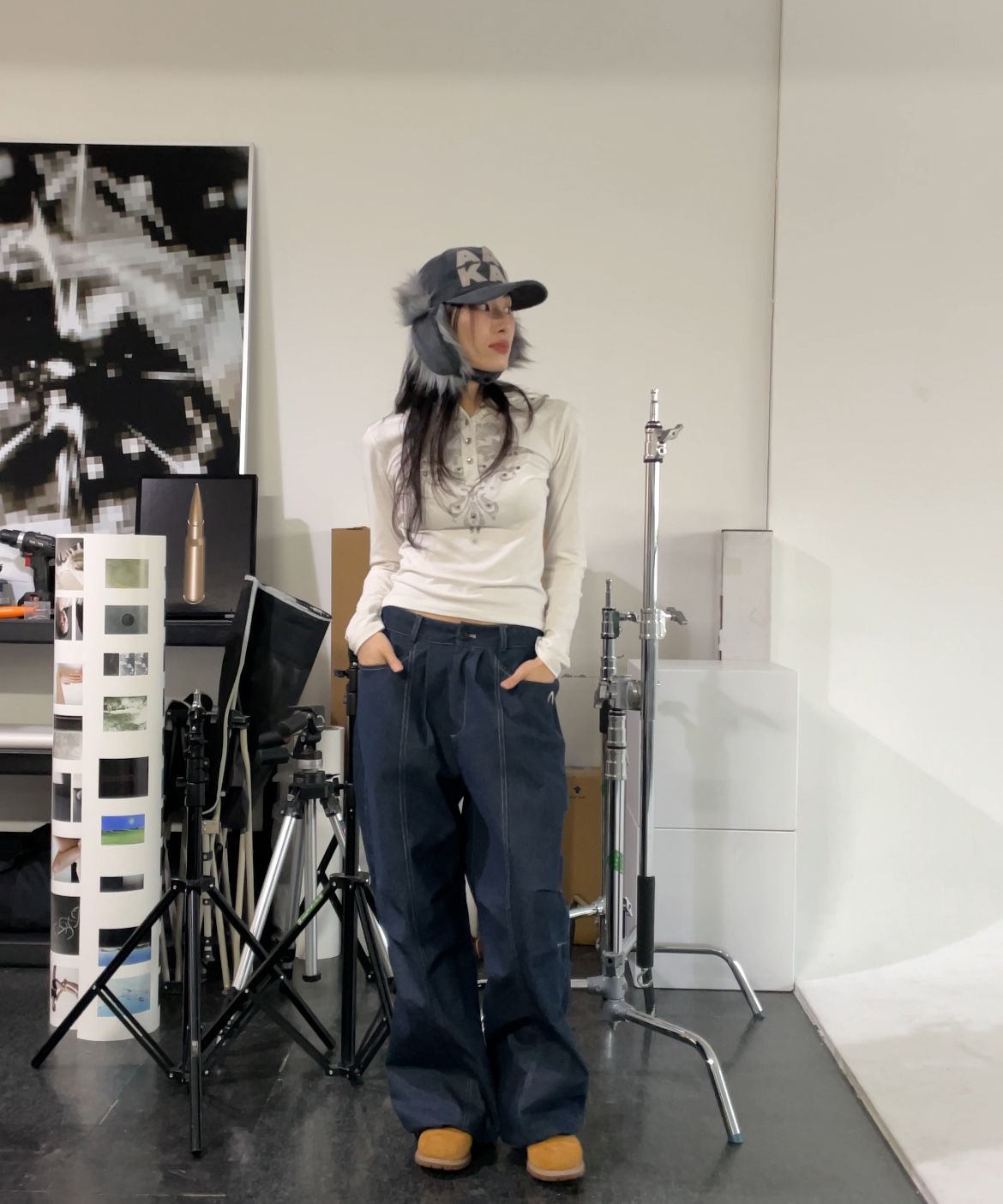 MUSINSA公式 | AAKAM Corduroy Trapper Cap (Gray)