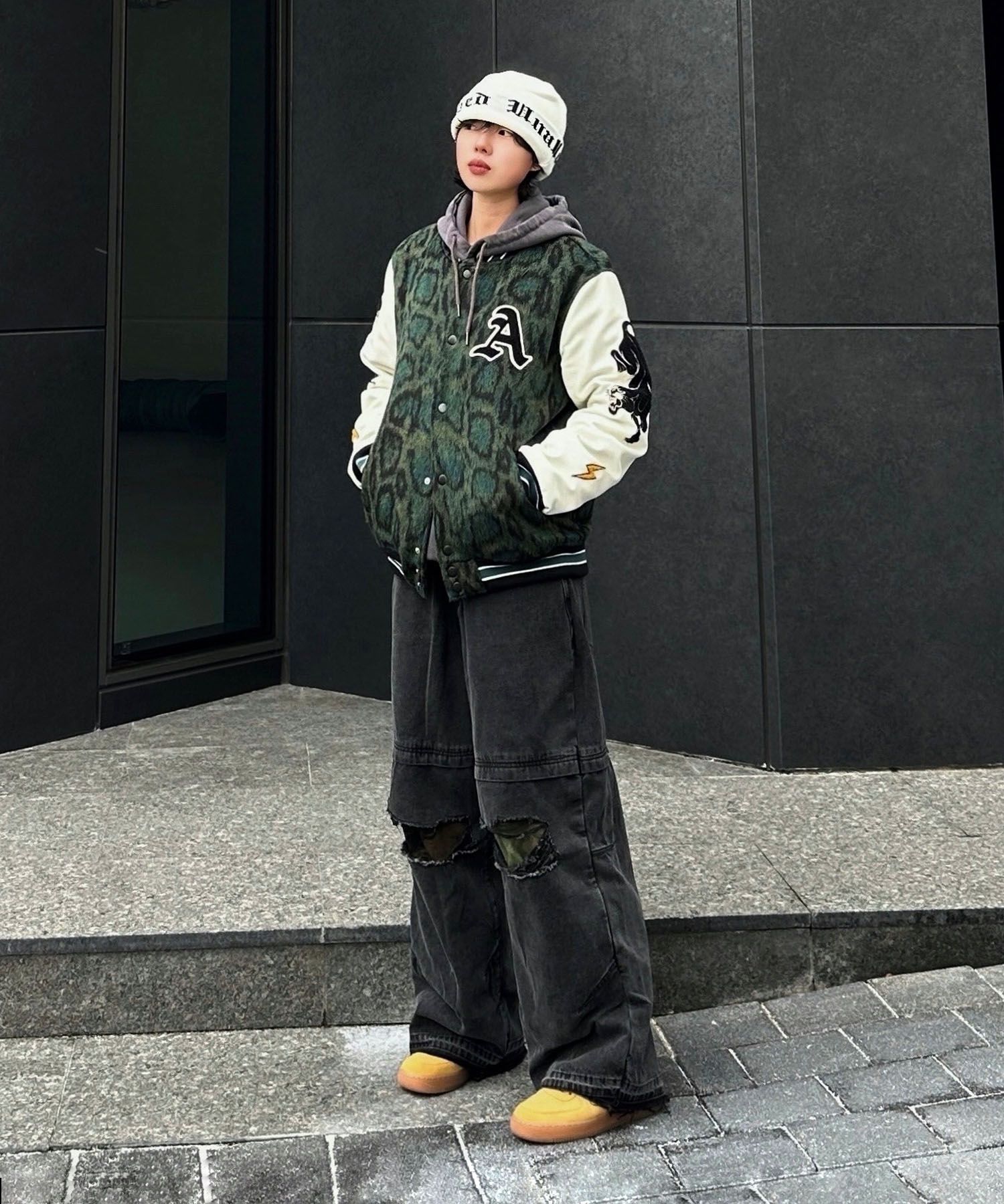 ☆NOT4NERD☆ Camo Patch Work Layered Denim Pants Deep Blue MUSINSA | NOT4NERD Camo Patch Work Layered Denim Pants