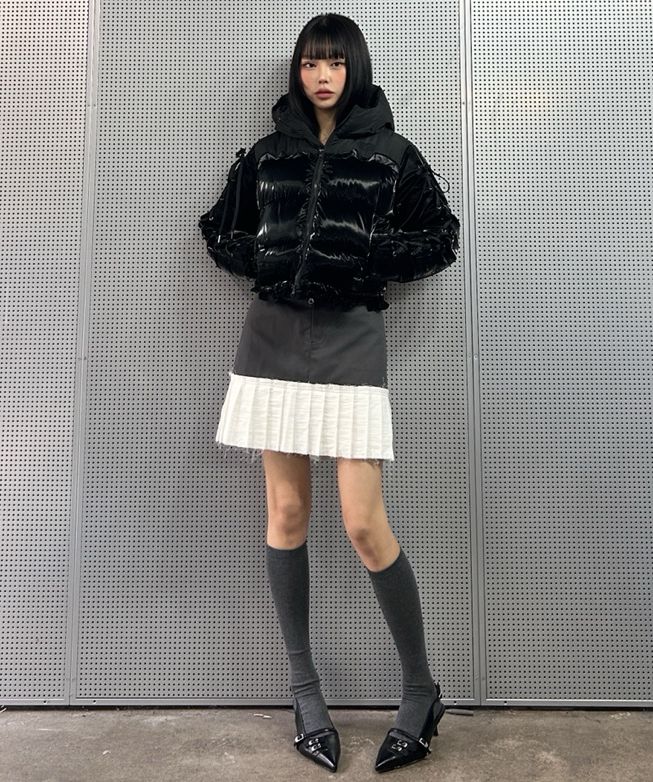 [LUV IS TRUE]★24FW★韓国人気★AM RIBBON FRILL PUFFER JACKET MUSINSA | LUV IS TRUE AM RIBBON FRILL PUFFER JACKET(SILVER)